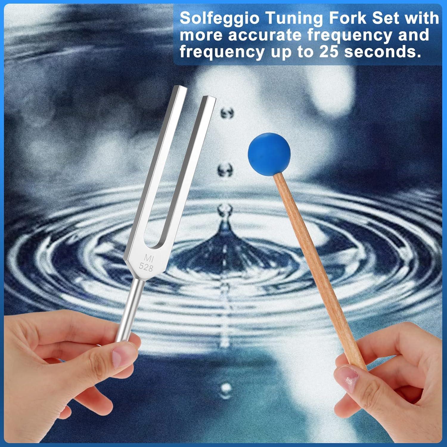 TENFLY Solfeggio Tuning Fork Set - 9 Tuning Forks Perfect For DNA Healing, Chakra, Sound Therapy, Keep Body, Mind And Spirit In Perfect Harmony- Golden