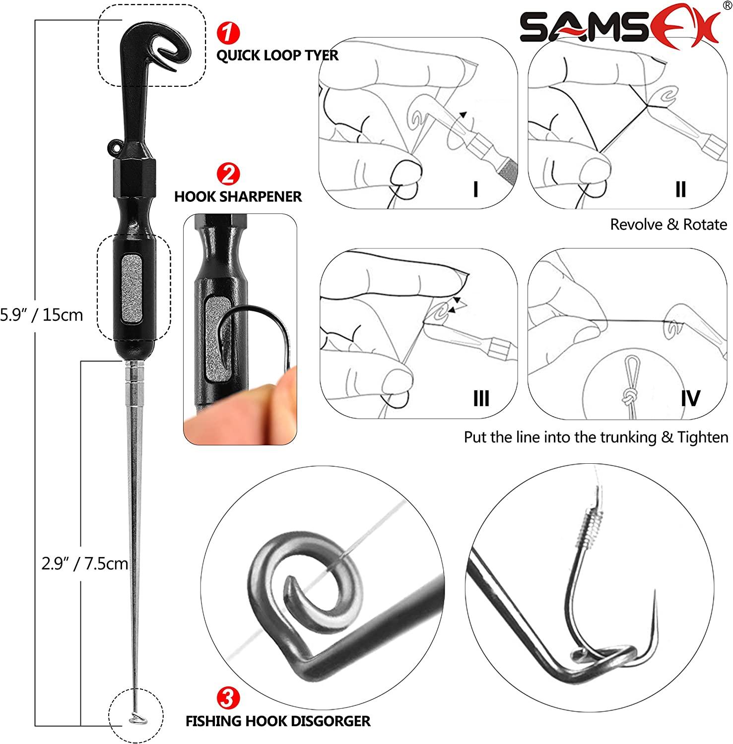 SAMSFX Fly Fishing Knot Tying Tool Combo Quick Loop Tyer, Hook