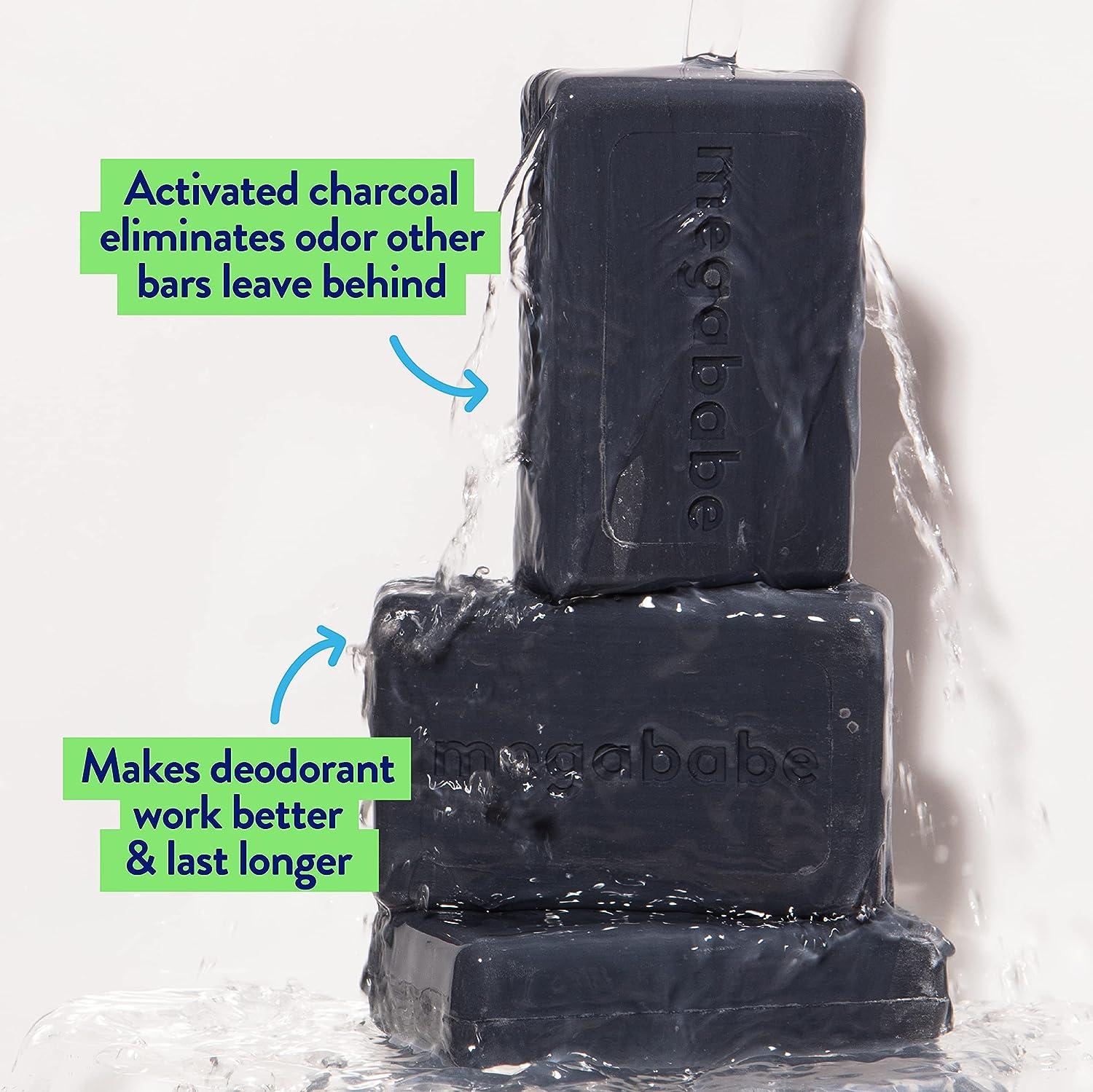 Megababe Underarm Bar Soap Space Bar With Detoxifying Charcoal for Odor Control 3.5 oz 3.5