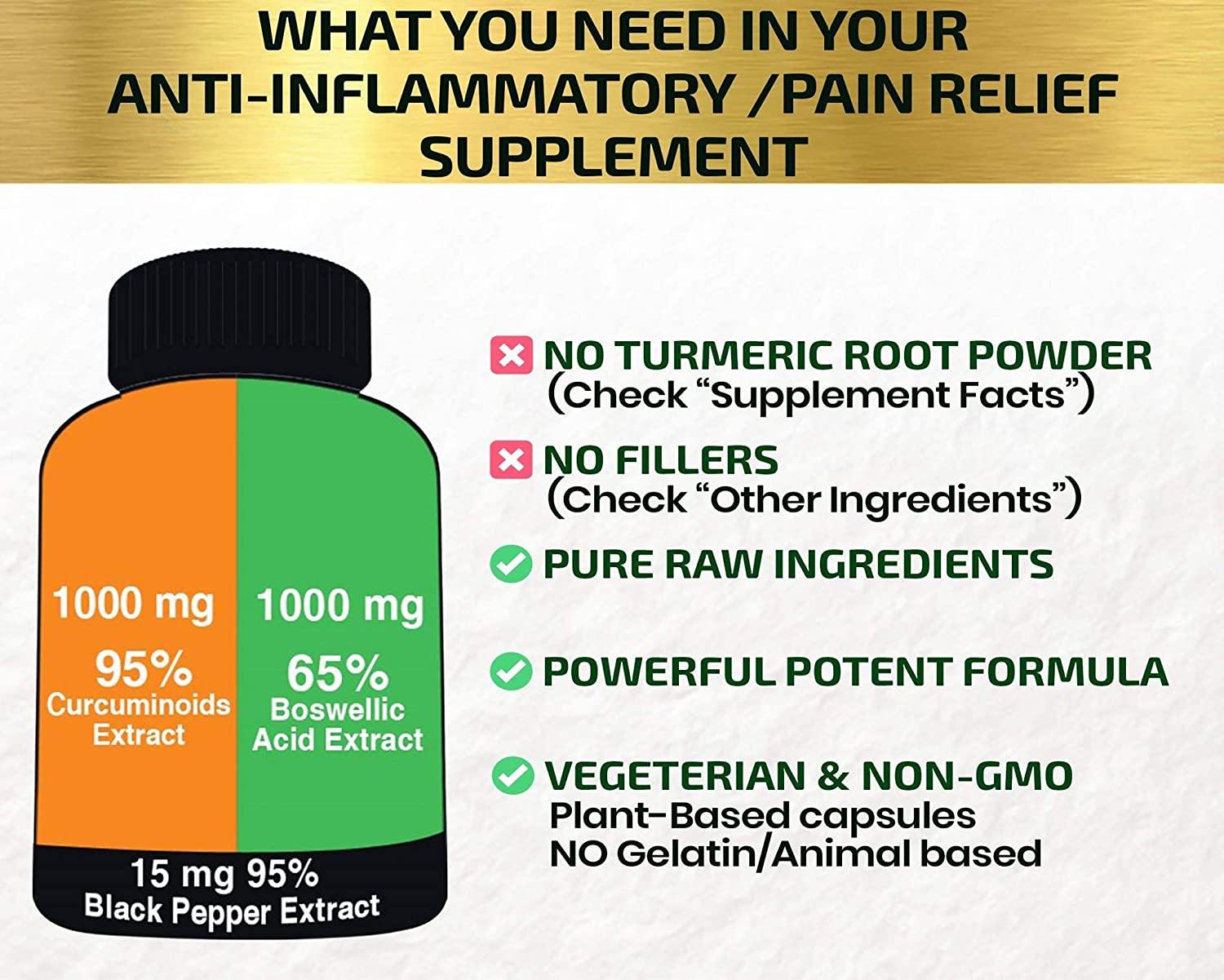 Turmeric Boswellia Extract Supplement 2000mg Natural Joint Support
