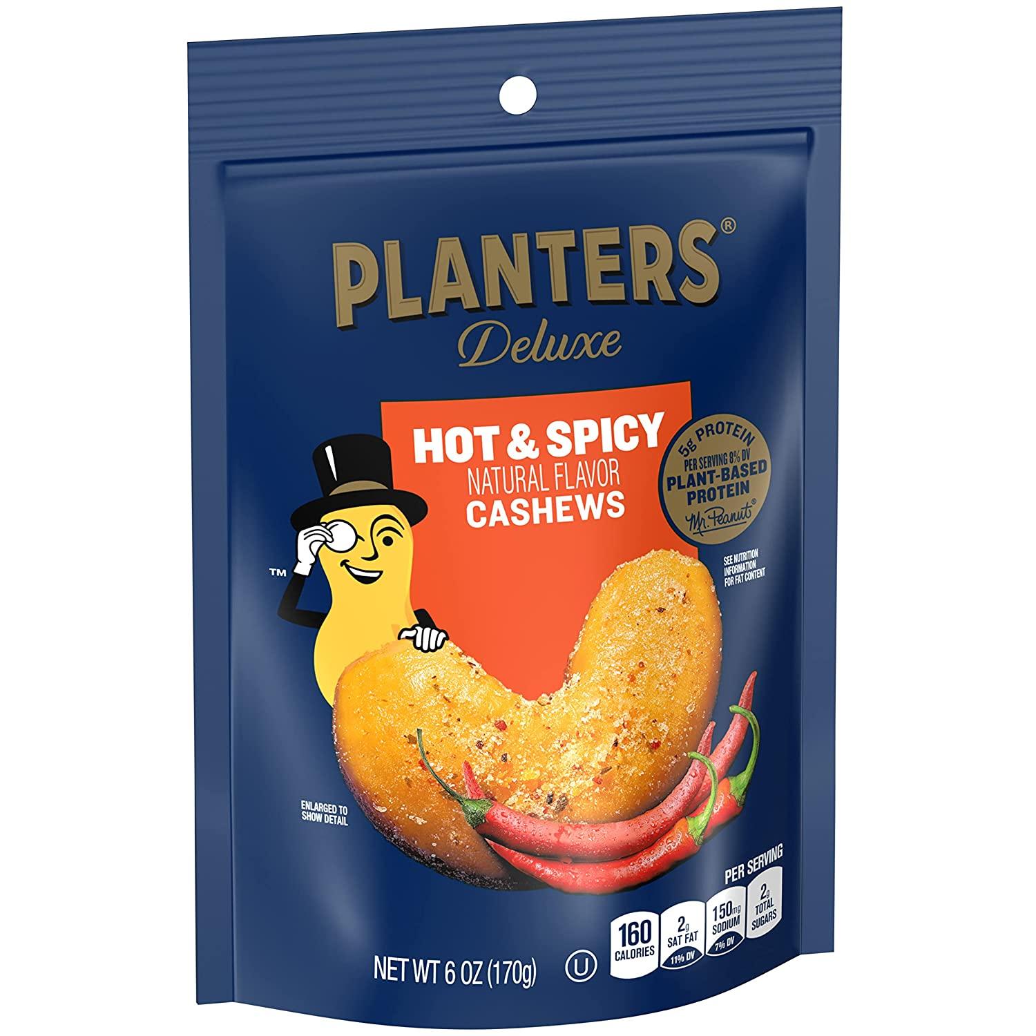 PLANTERS Deluxe Hot 'N Spicy Cashews 6 oz. (8pack) Premium Roasted