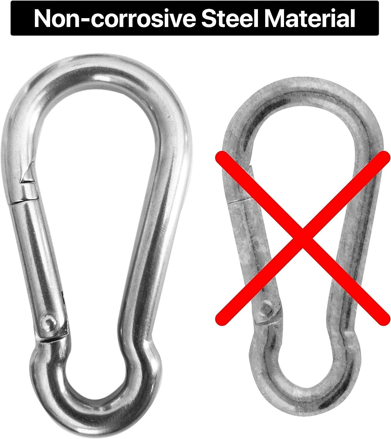 Marine Grade 316 Marked Stainless Steel Carabiner Clips, Heavy Duty Spring Snap  Hooks for Gym, and Outdoor Activities 3 Inch, 4 Pack