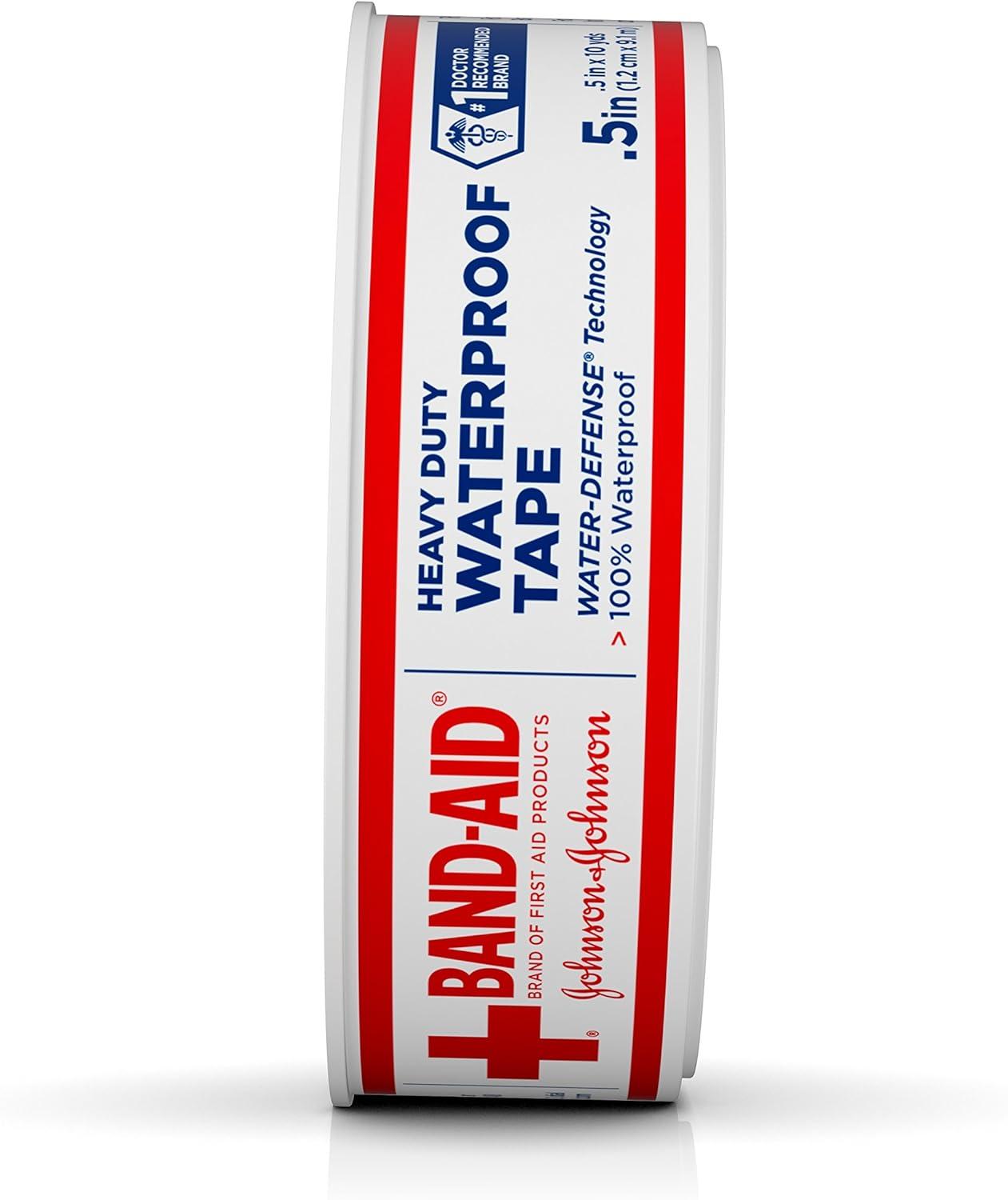 BandAid Waterproof First Aid Tapes 1/2 Inch x 10 yds (Pack of 6)