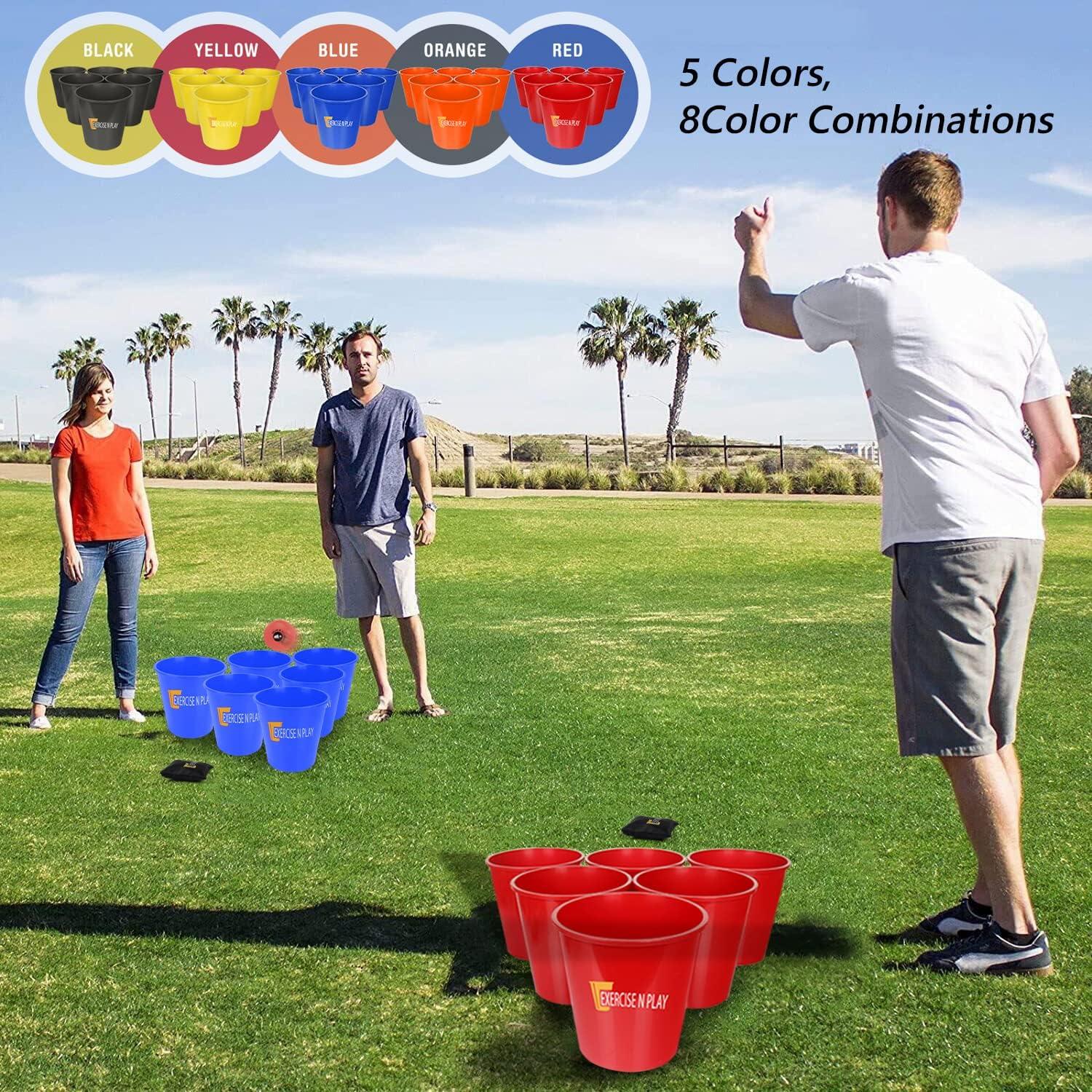 EP EXERCISE N PLAY Backyards Pong Games Giant Yard Pong Bucket Yard Pong Game Set with 12