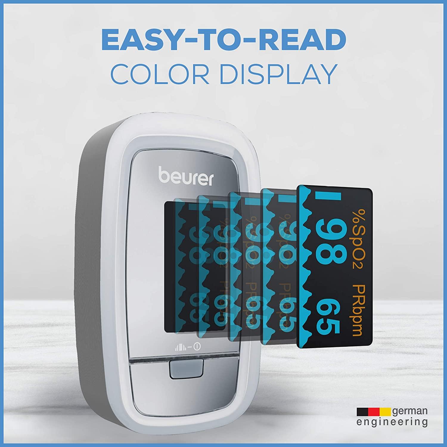 Beurer PO30 Fingertip Pulse Oximeter with 4 Color Display Formats