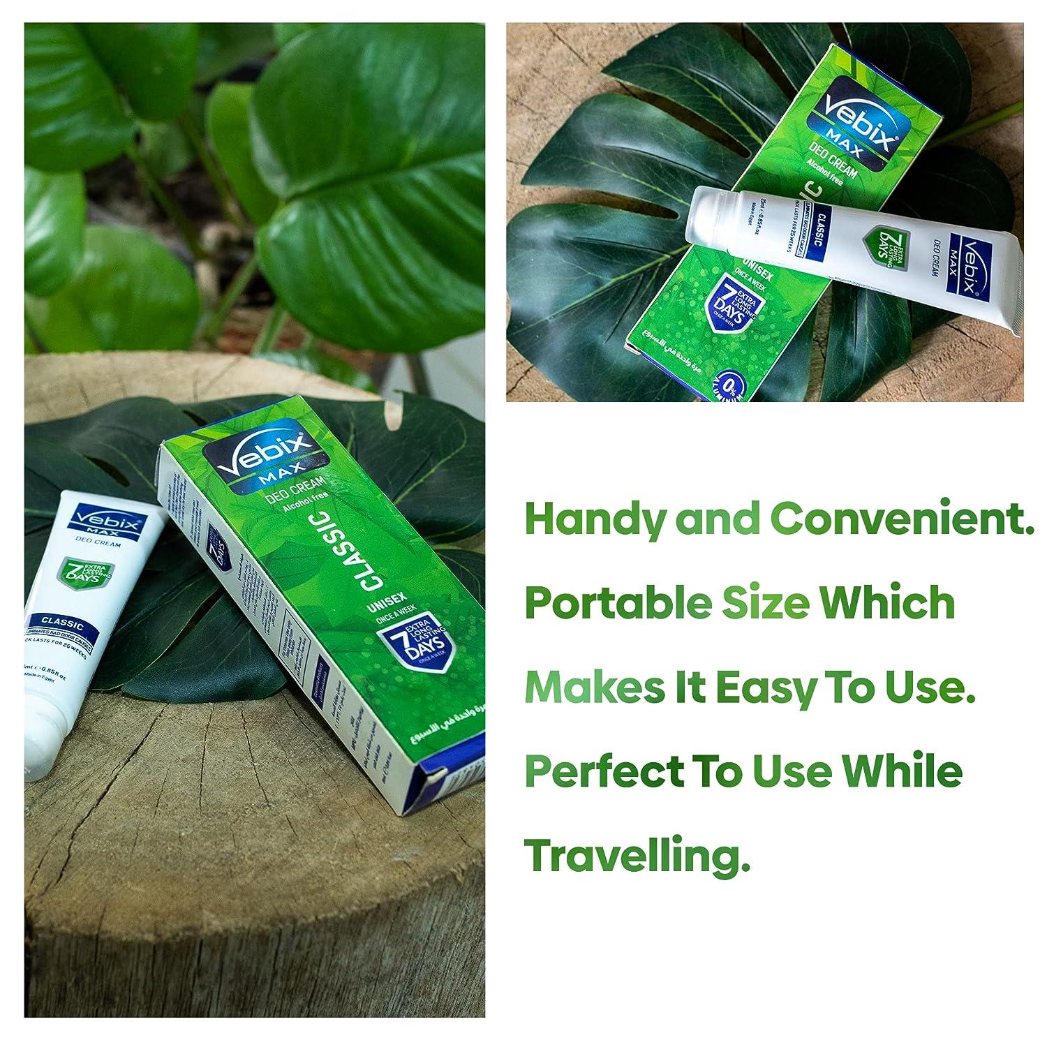 Vebix Deodorant Cream Unisex Alcohol Free, All Natural Odor