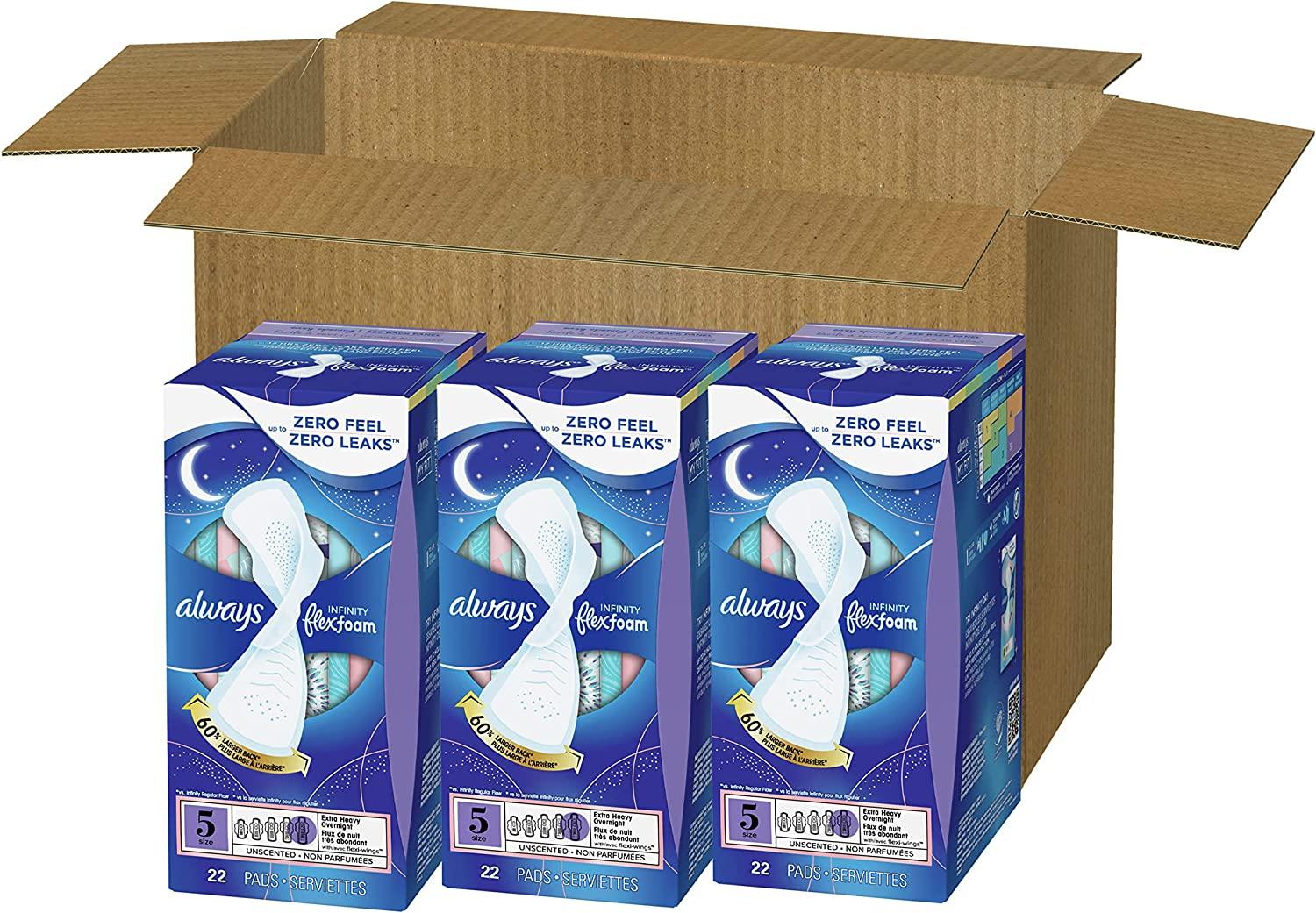 Always Infinity Feminine Pads Size 5 Extra Heavy Overnight Absorbency