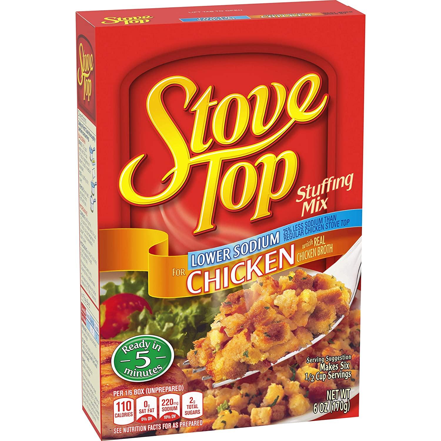 Stove Top Low Sodium Stuffing Mix for Chicken with 25 Less Sodium (6