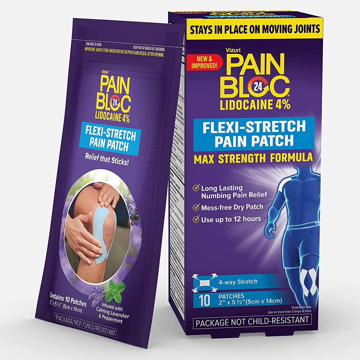 PainBloc24 FlexiStretch Adhesive Pain Patch Lidocaine 4 10 Single