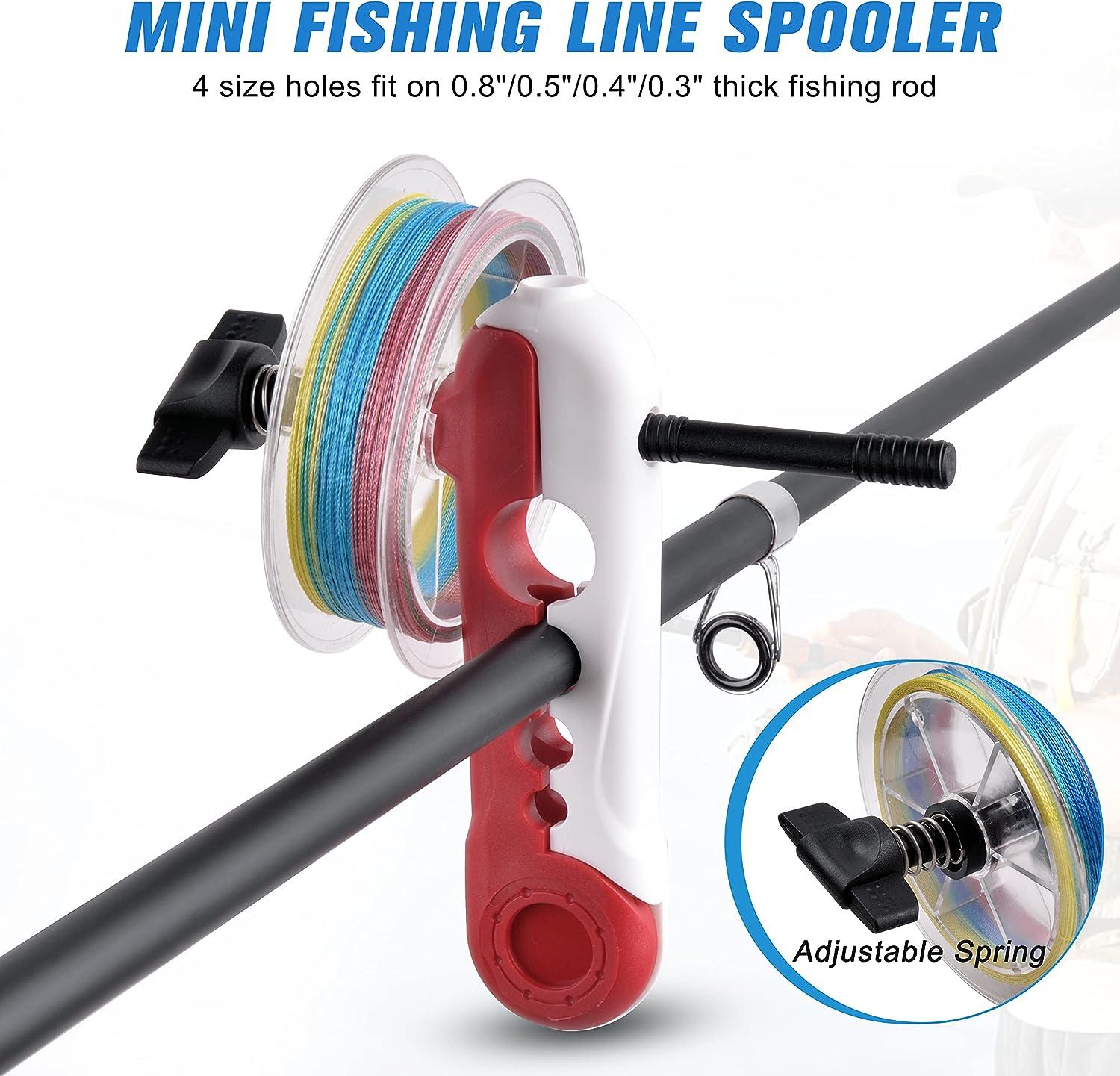 Mini Fishing Line Spooler,Portable Fishing Line Winder Machine Adjustable  Spinning Baitcast Reel Spooler Wrapper Spooling Station Tool for Various  Rods Red and White
