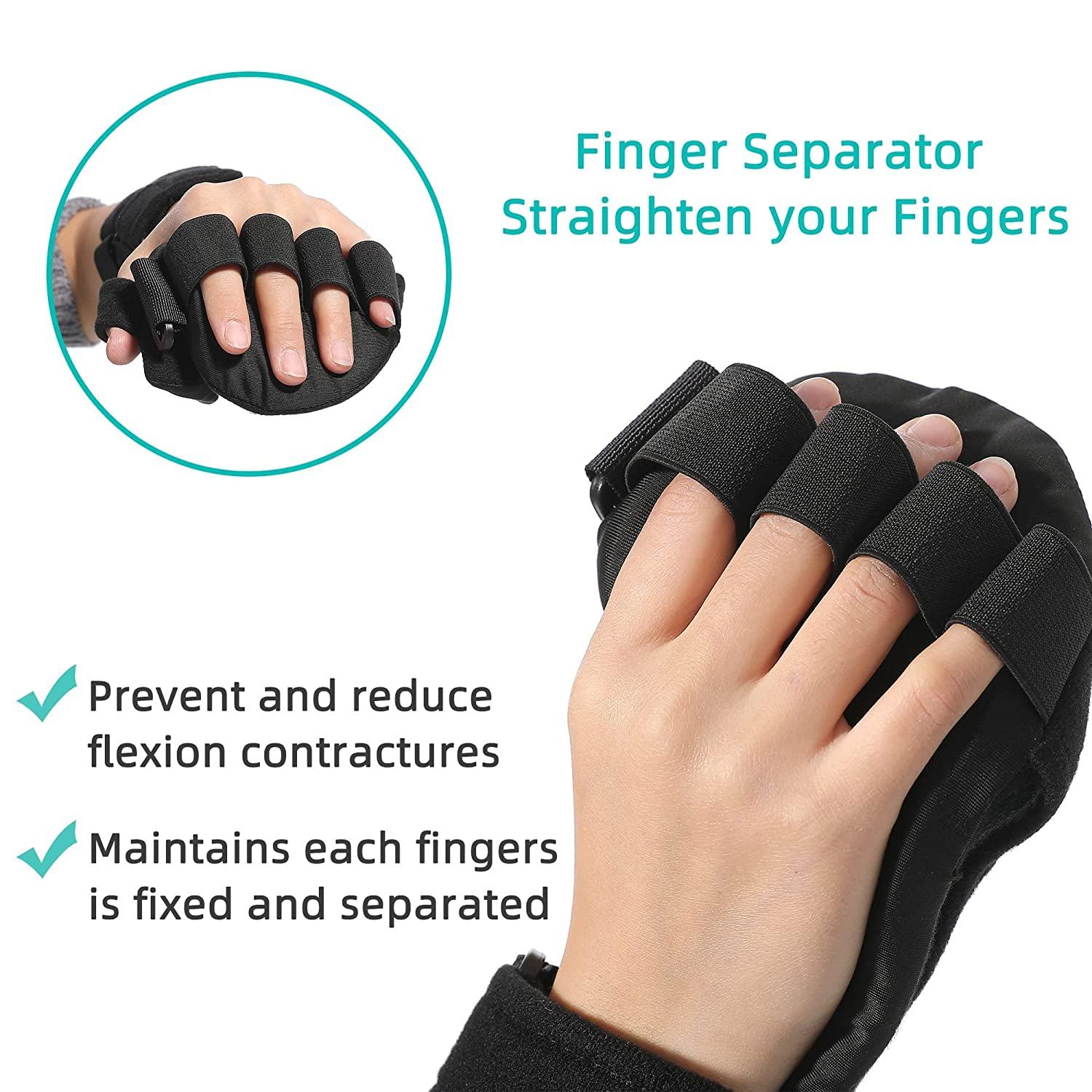 Fanwer Night Hand Splint Wrist Finger Brace for Flexion Contractures 5 Finger Stabilizer