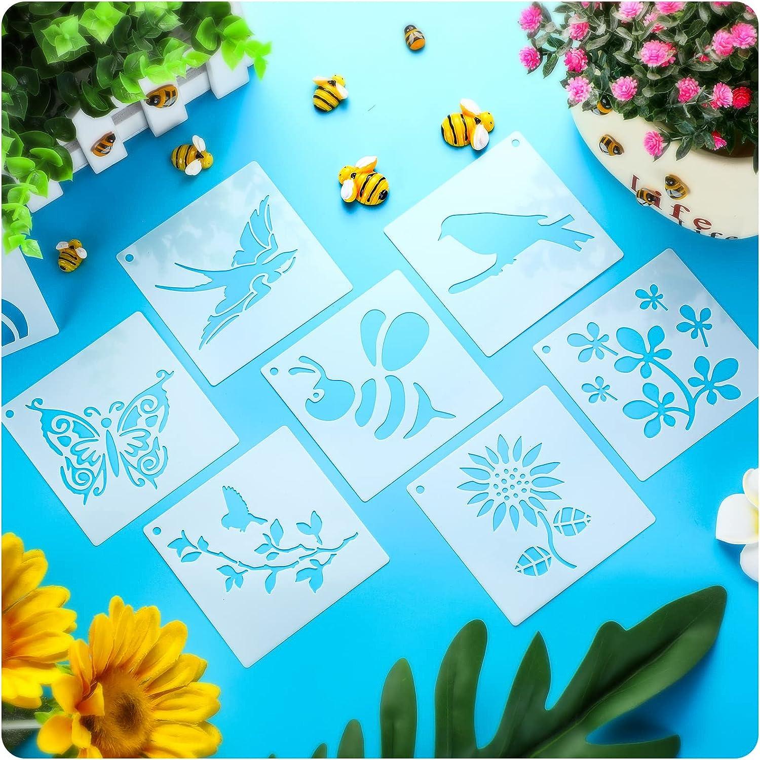 60 Pieces Stencil for Painting Reusable Stencils Wall Stencil DIY Craft  Template Paint Stencils for Painting on Wood Wall Home Decor(Flowering  Plants)