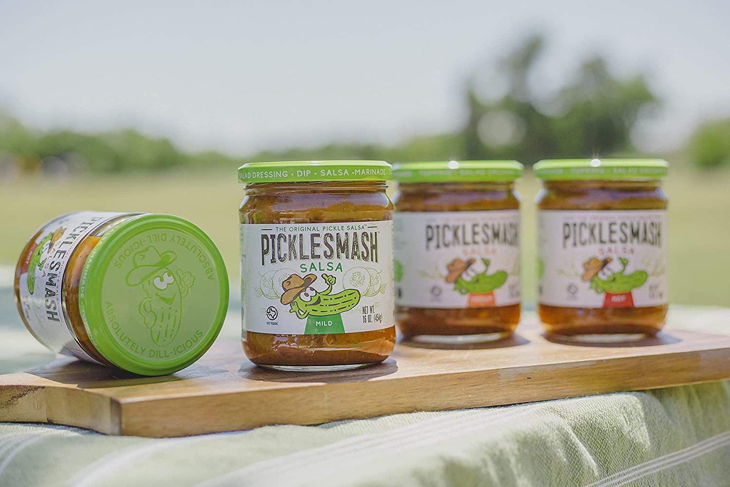 PickleSmash Pickle Salsa Mild 3 Pack Sugar Free Salsa, Topping, Dressing, Pickle Relish