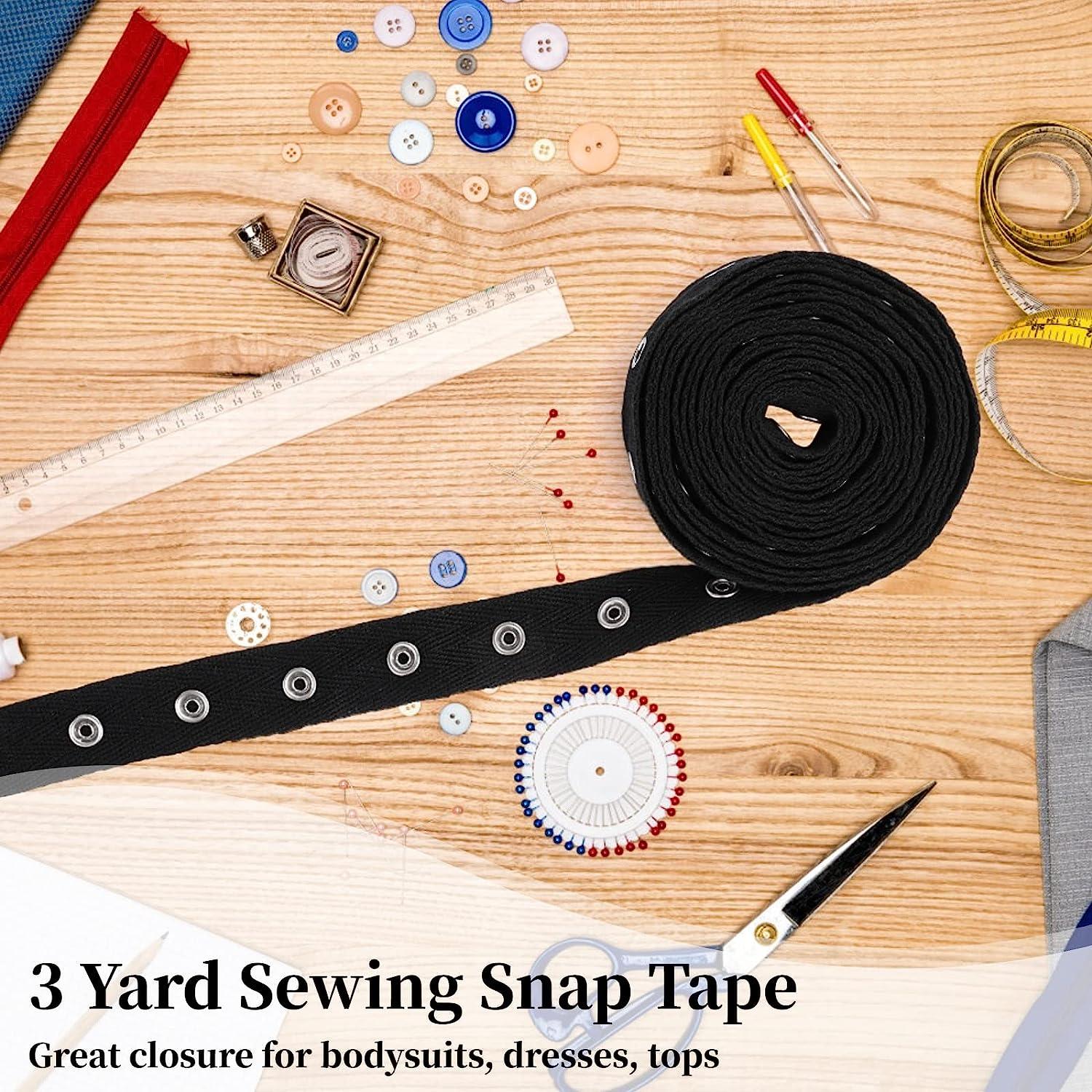3 Yard Sewing Snap Tape Trim, Snap Button Tape Soft Cloth Sewing Snap,  Sewing Snap Ribbon Fastener Press Stud Tape for Sewing DIY Accessories (3  Yard Black)