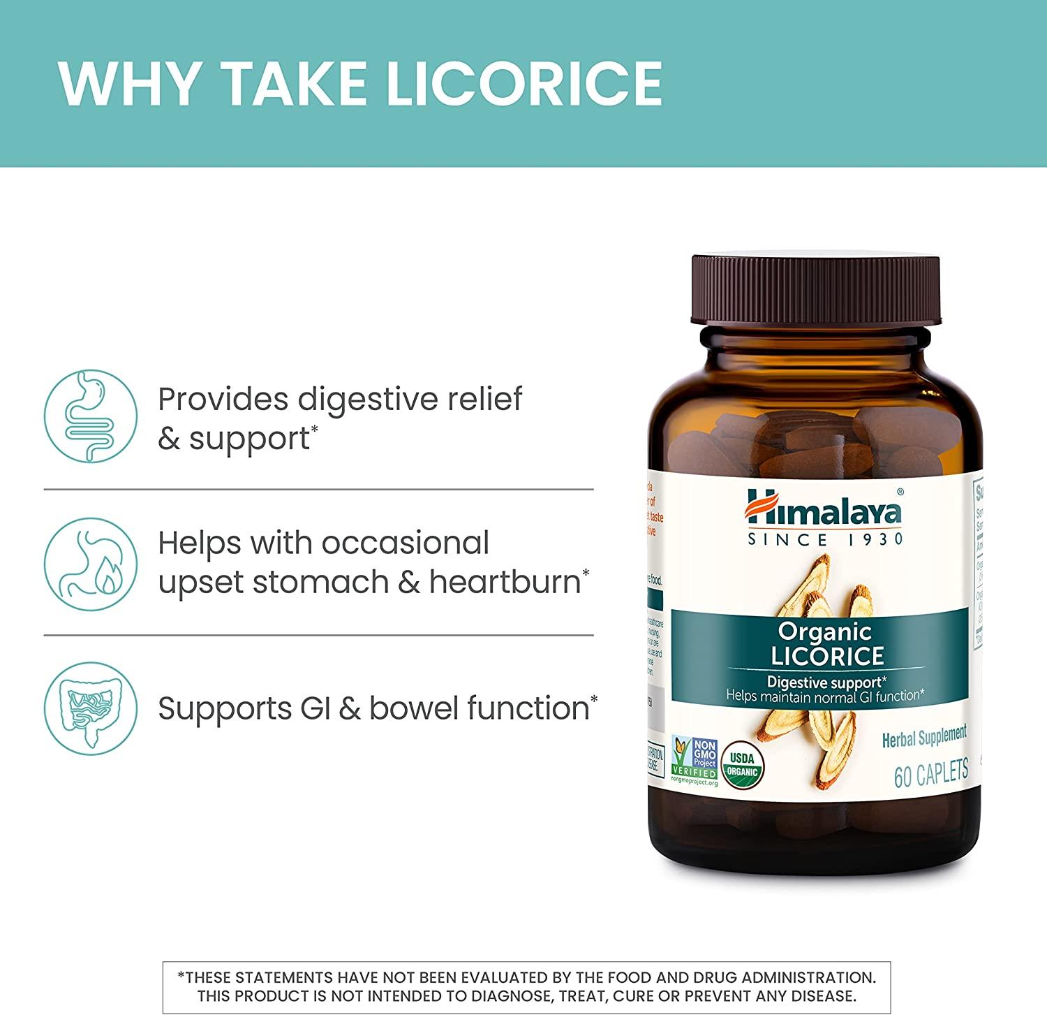Himalaya Organic Licorice for Digestion, Gas, Nausea & Heartburn Relief