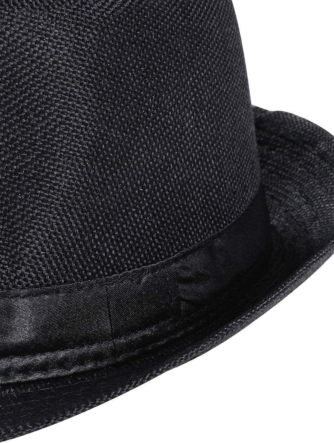 BABEYOND Straw Fedora Hat for Men Panama Trilby Hat Short Brim