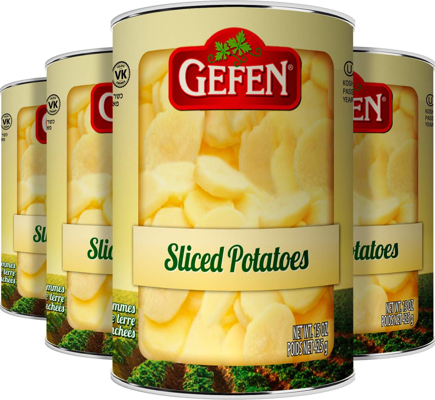 Gefen Sliced Potatoes 15 Oz (4 Pack) Ready To Eat! Kosher for Passover