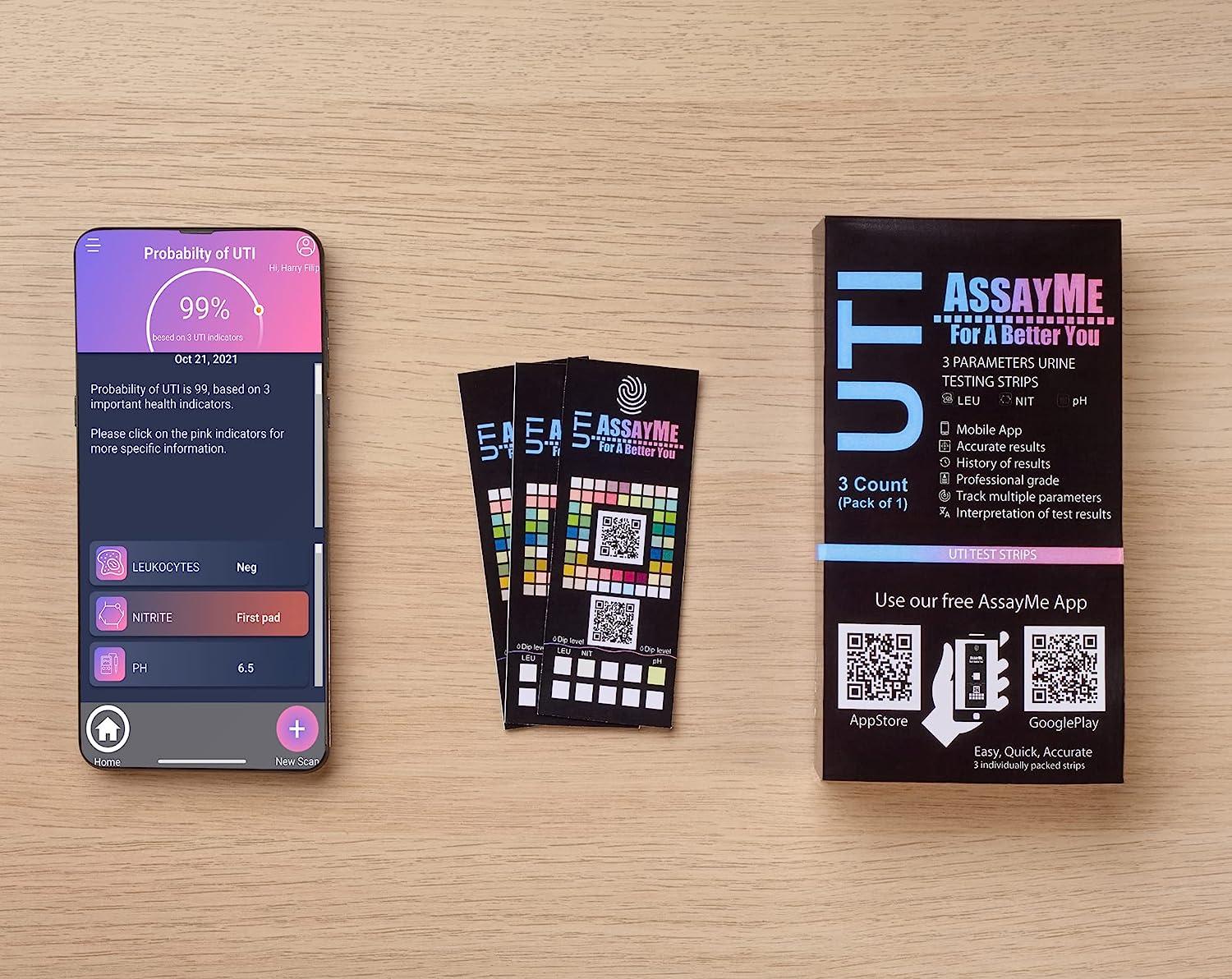 AssayMe UTI Urine Test Strips with Free App Urinalysis Test Strips