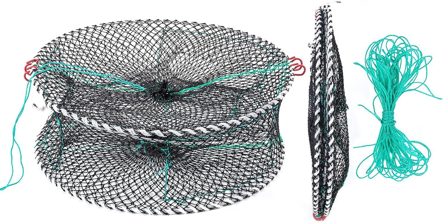 Anglerbasics Portable Crab Trap, Fish Trap for Minnow, Crawfish, Shrimp, Lobster, Bait, Snare Trap(17.72x7.87) Style1 17.72x7.87