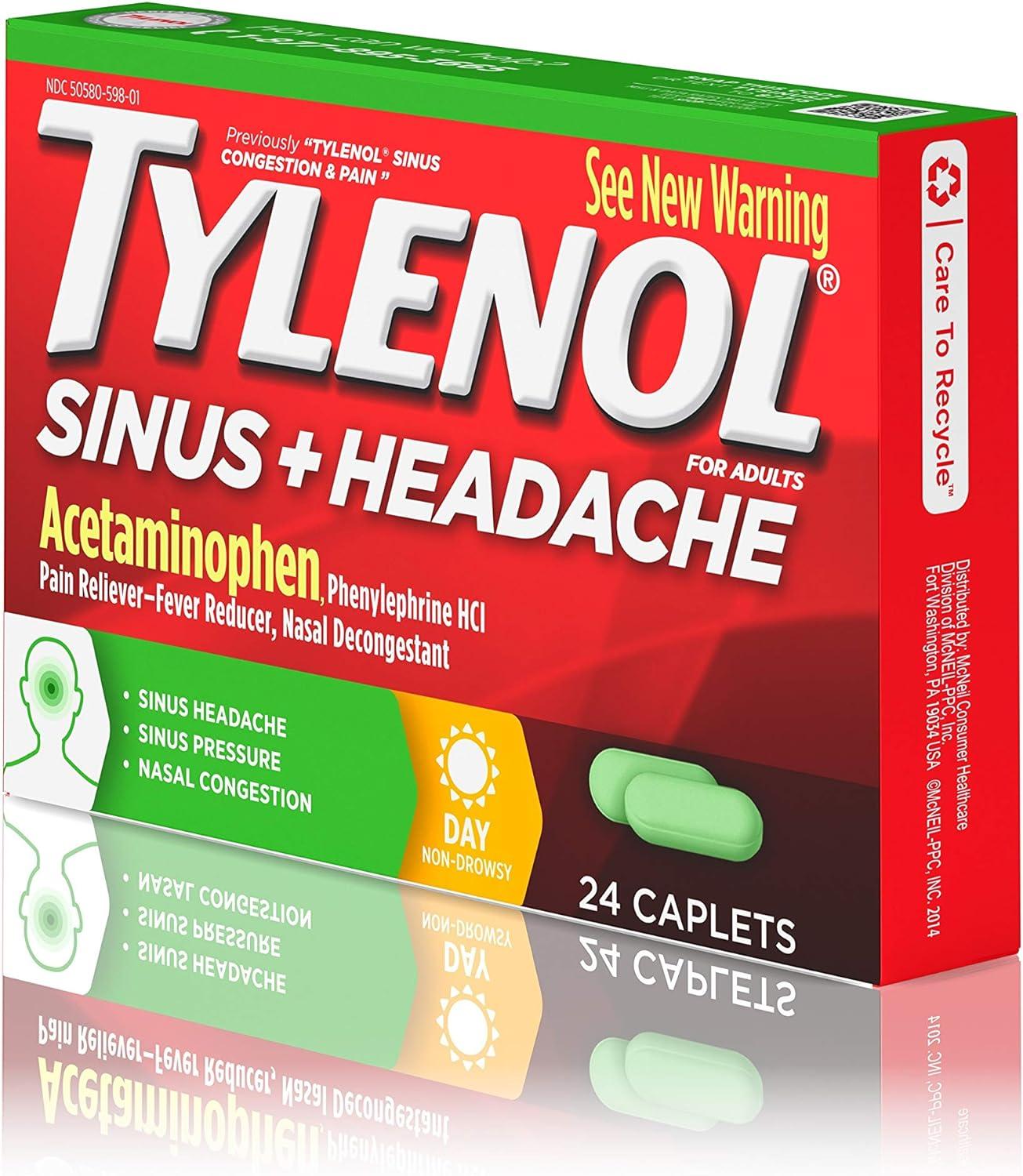 Tylenol Sinus + Headache NonDrowsy Daytime Caplets with Acetaminophen