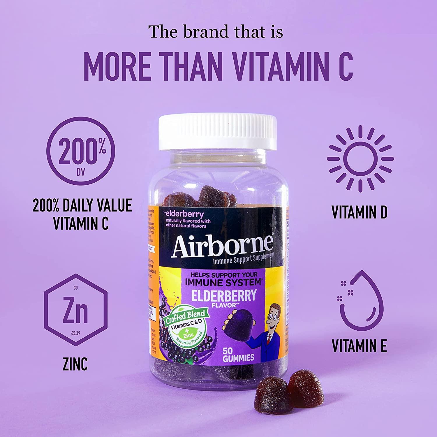 Airborne Elderberry + Zinc & Vitamin C Gummies For Adults, Immune