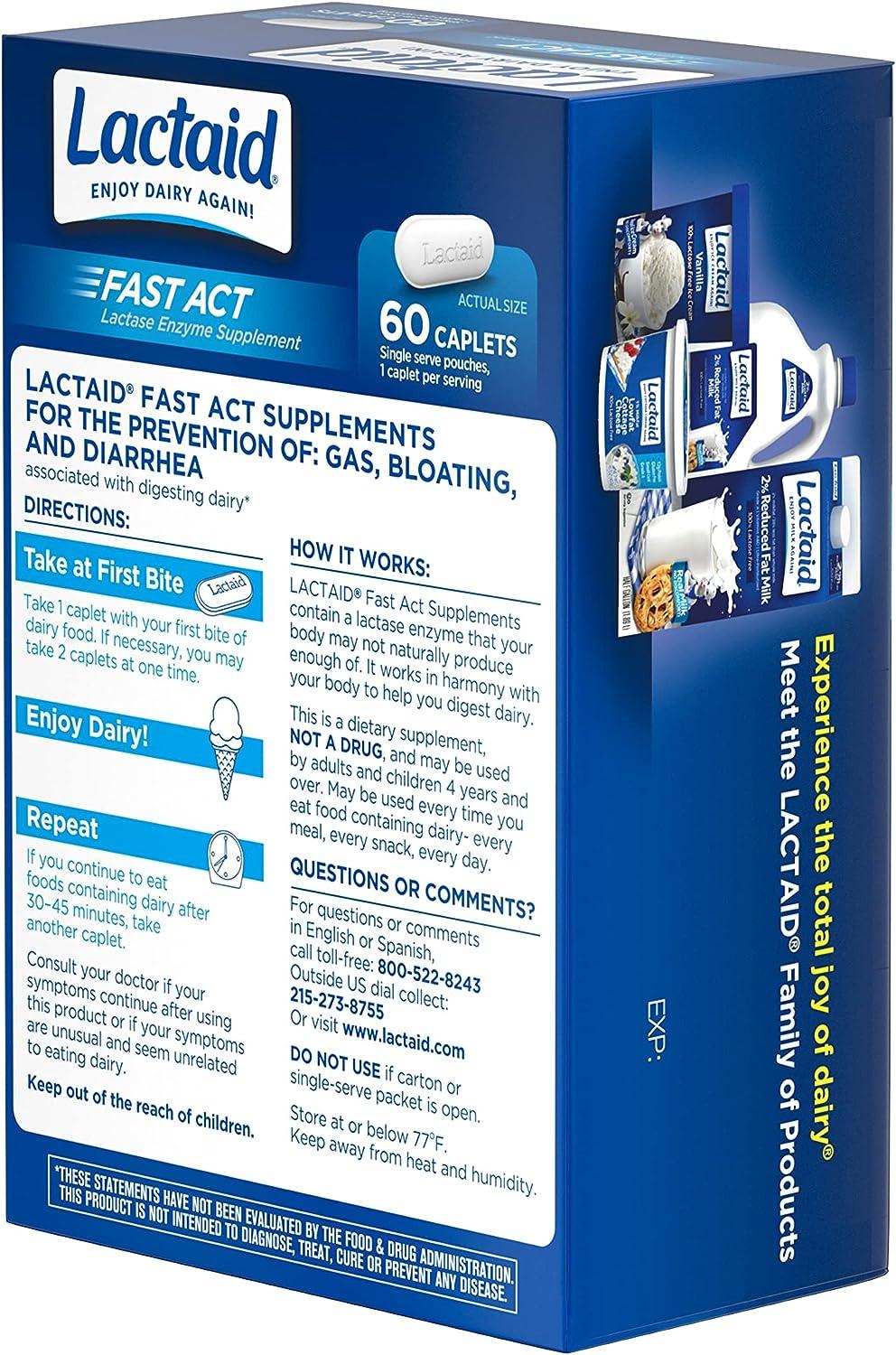 Lactaid Fast Act Lactose Intolerance Relief Caplets Lactase Enzyme to