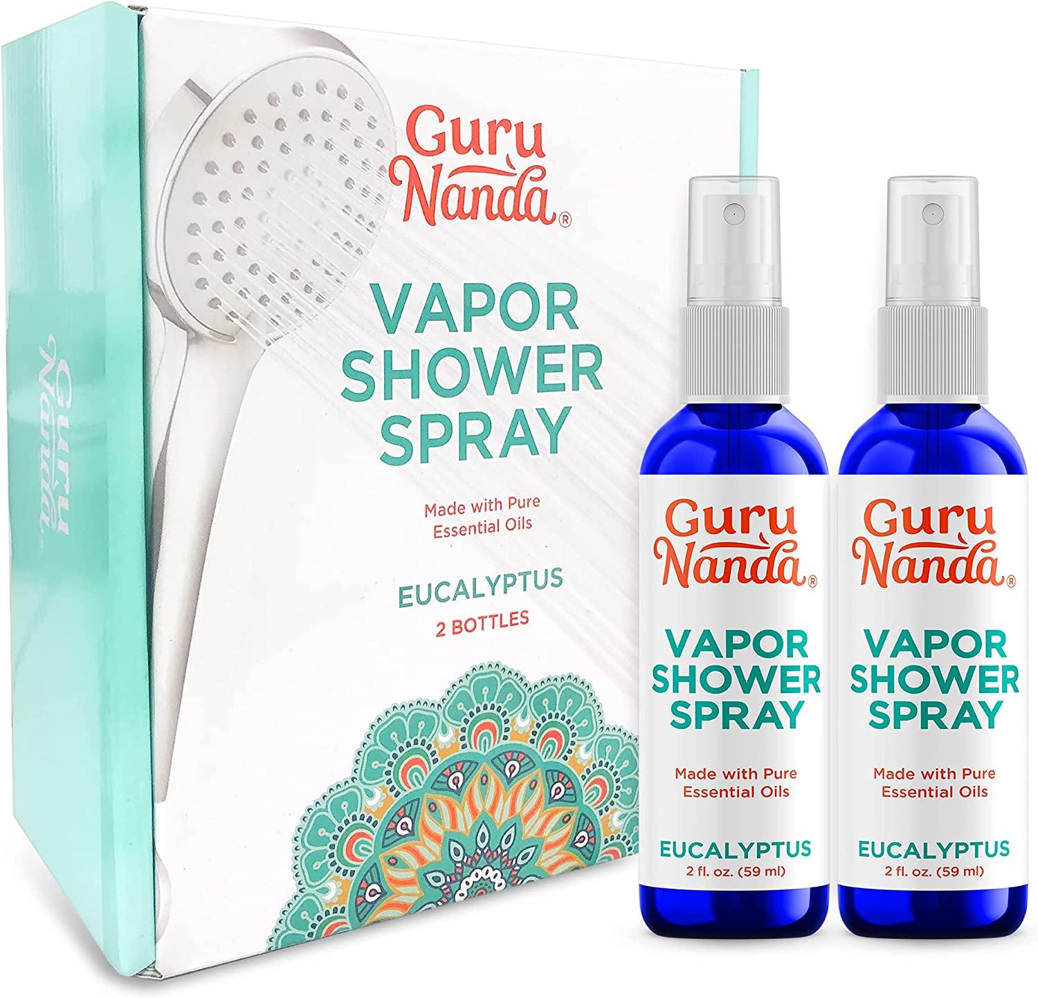 GuruNanda Eucalyptus Shower Spray Aromatherapy (4 Fl.Oz), Daily Shower