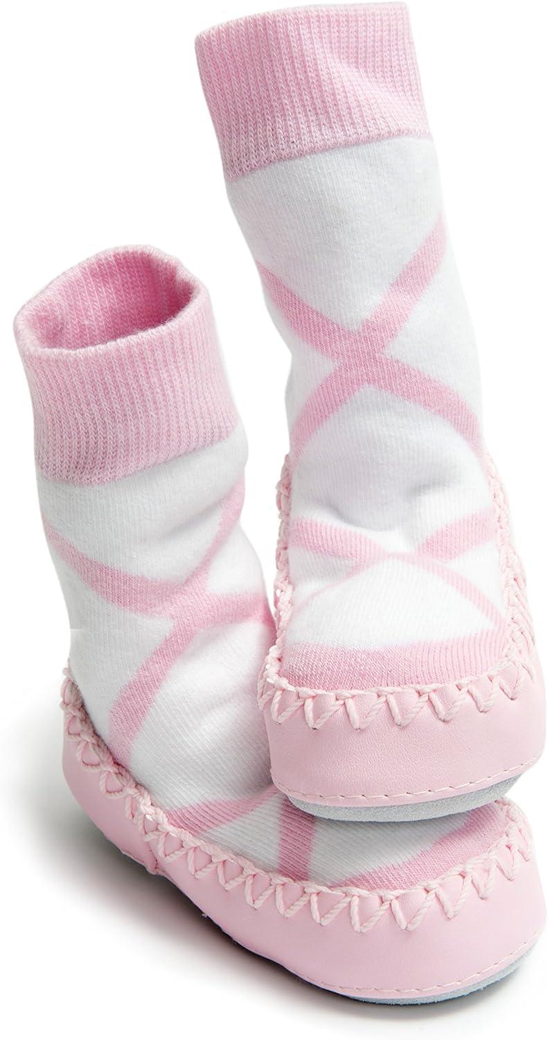 Mocc Ons Washable Leather Sole Slipper Socks 12-18 Months