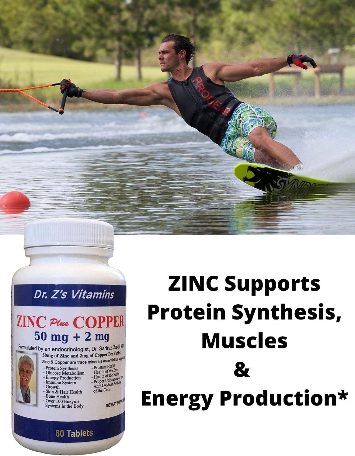 Dr. Z's Vitamins Zinc Plus Copper 50 MG of Chelated Zinc and 2 MG of