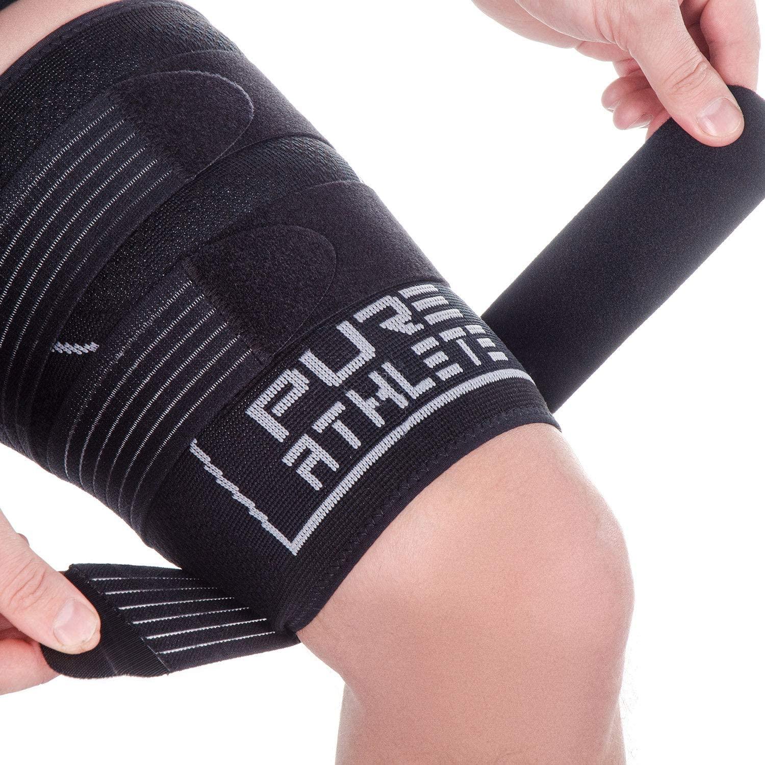 Pure Athlete Thigh Compression Sleeve Adjustable Straps Quad Wrap