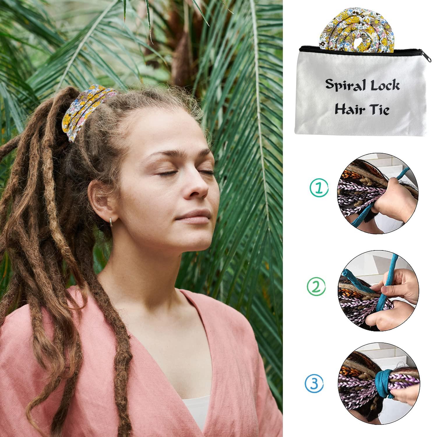 Spiral Lock Hair Tie Dreadlock Accessories Bendable Hair Ties for Women and  Men Bohemian Iron Wire Ponytail Holders Colorful Dreadlock Hair Tie Long  Dreads Thick Curly Hair Holder with Bag (Colored Fragmentary