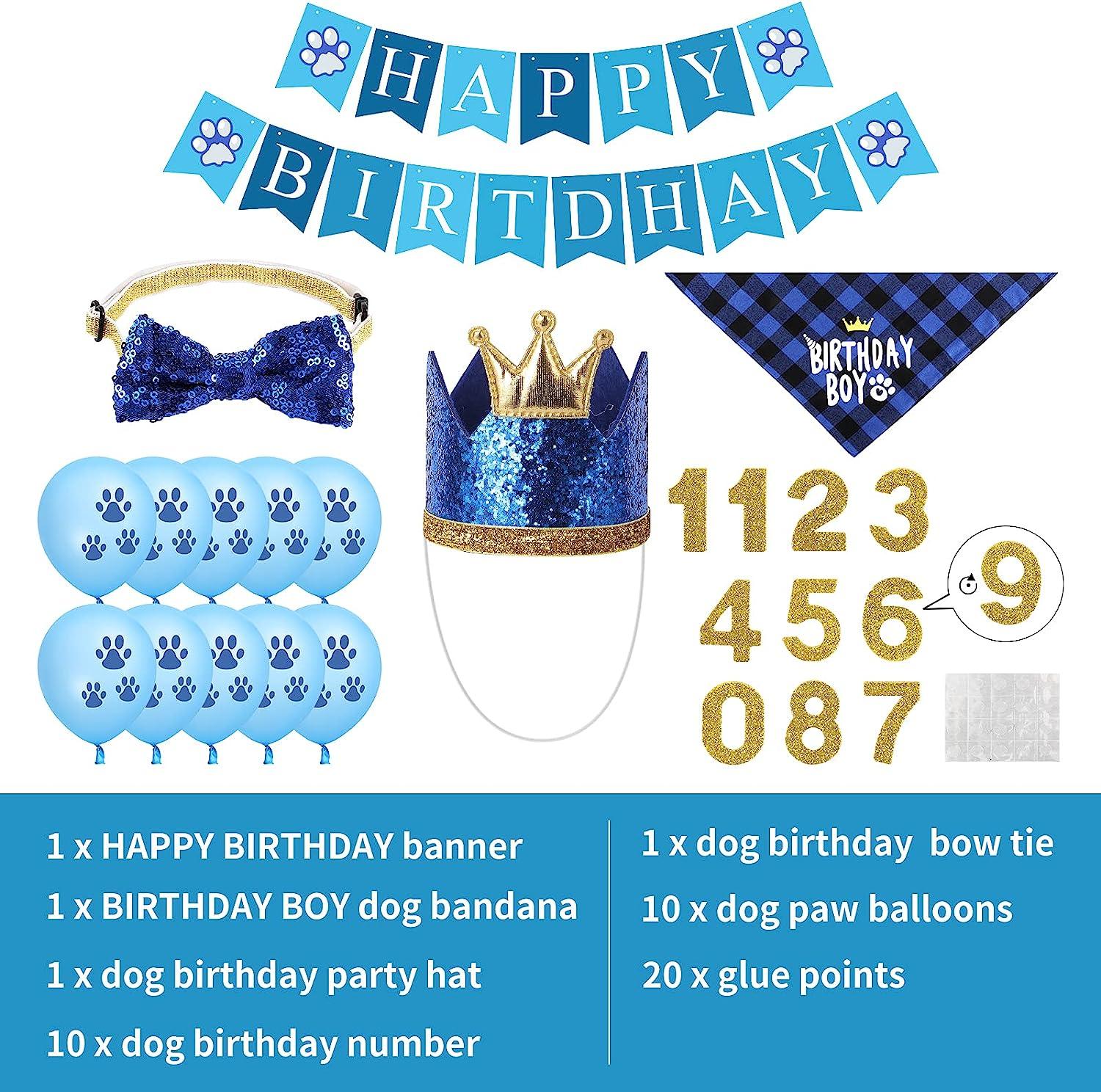 1st Birthday Party Decoration Baby Boy, First Birthday Blue Royal Prince Theme  Party Supplies, Happy Birthday Banner, Crown Balloons,Blue Metallic Latex  Balloons 