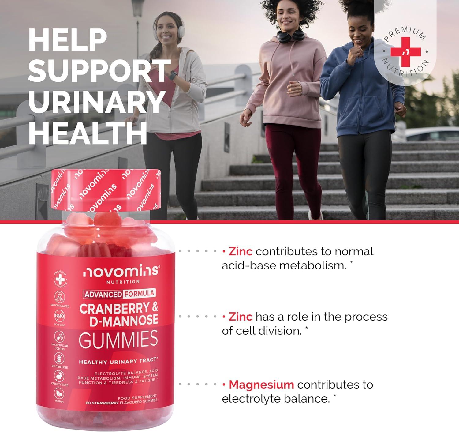 Novomins Cranberry & D Mannose Gummies Cranberry Supplement for Urinary Tract Health and