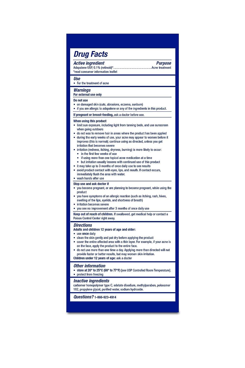 TARO Adapalene 0.1% Acne Treatment Gel (1.6 oz.) 1.6 Ounce