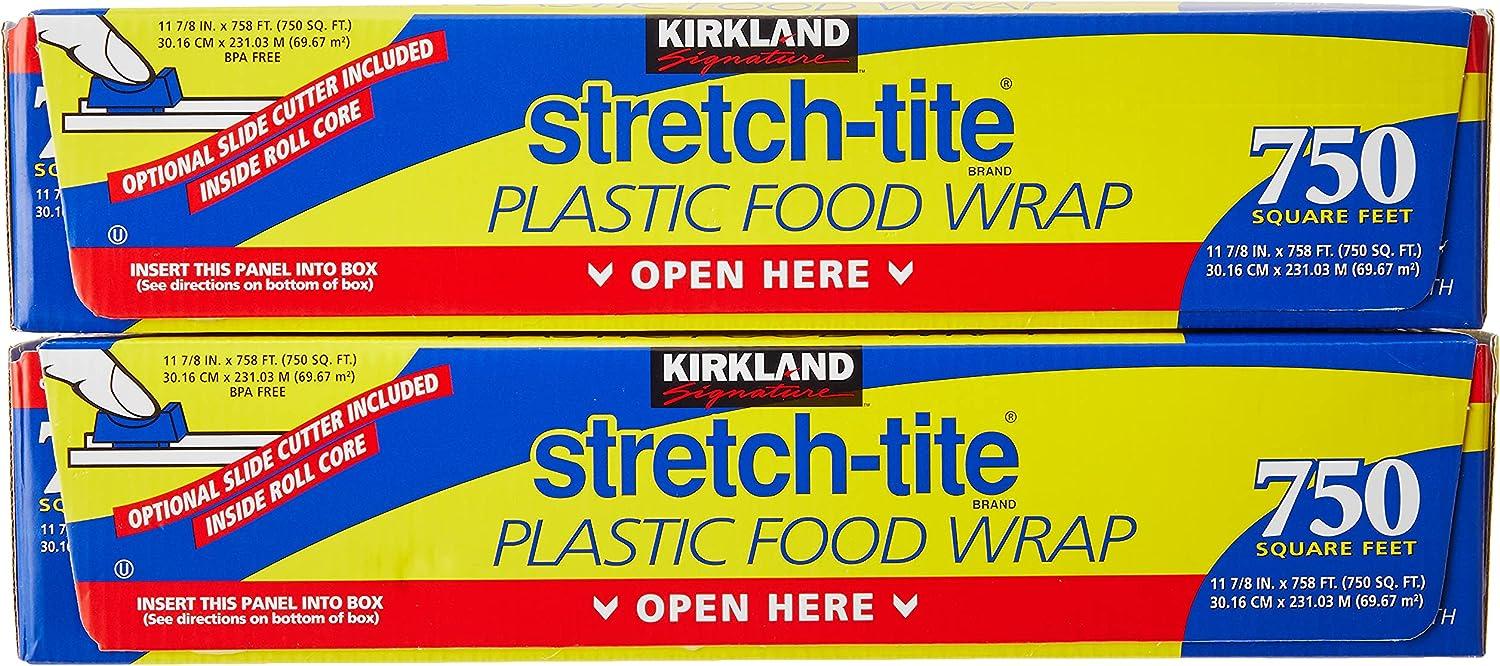Kirkland Signature Stretch-Tite Plastic Wrap - 11 7/8 x 750 Square Feet - 2  Pack