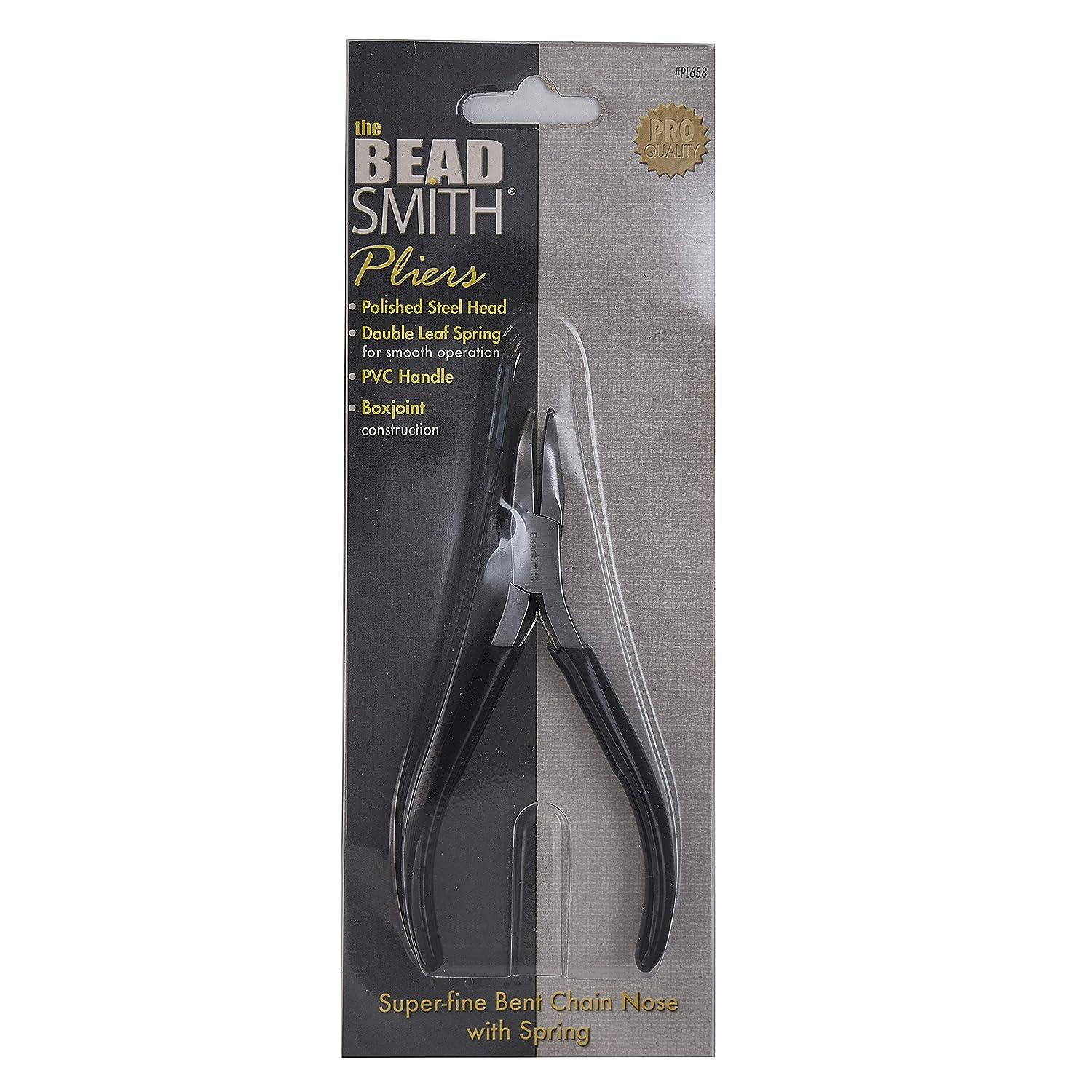 Beadsmith Bent Chain Nose Pliers 4.5 with Extra Fine Tips and PVC