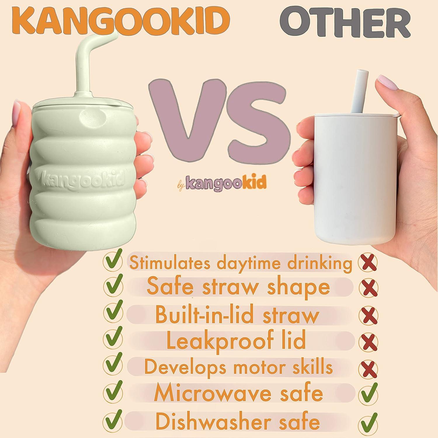 Kangookid Toddler smoothie cup with Unique Built-in Lid Straw, BPA-Free  Silicone Baby Cup with Straw for Toddlers, 6.5 oz Straw cup for 1 year old