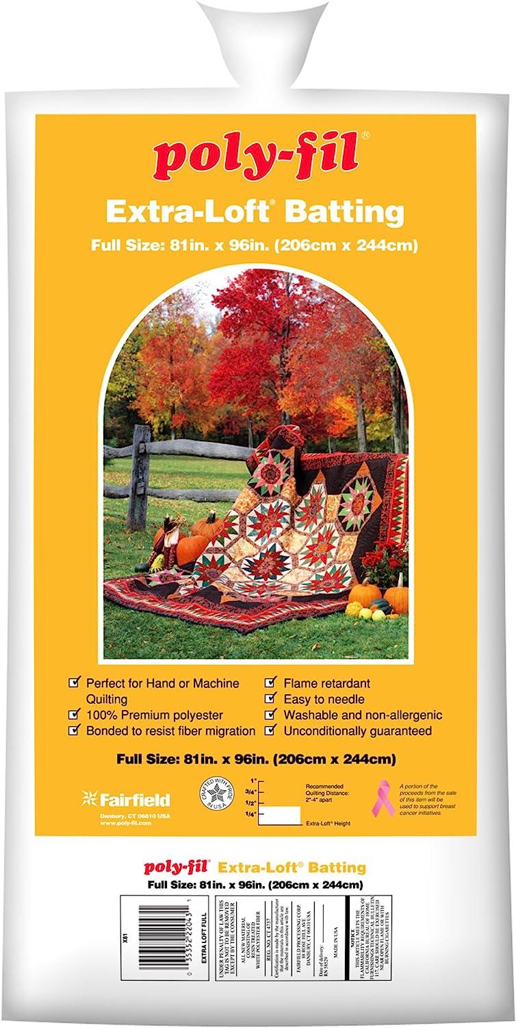 Fairfield X81B Extra Loft Quilt Batting 81 x 96 White