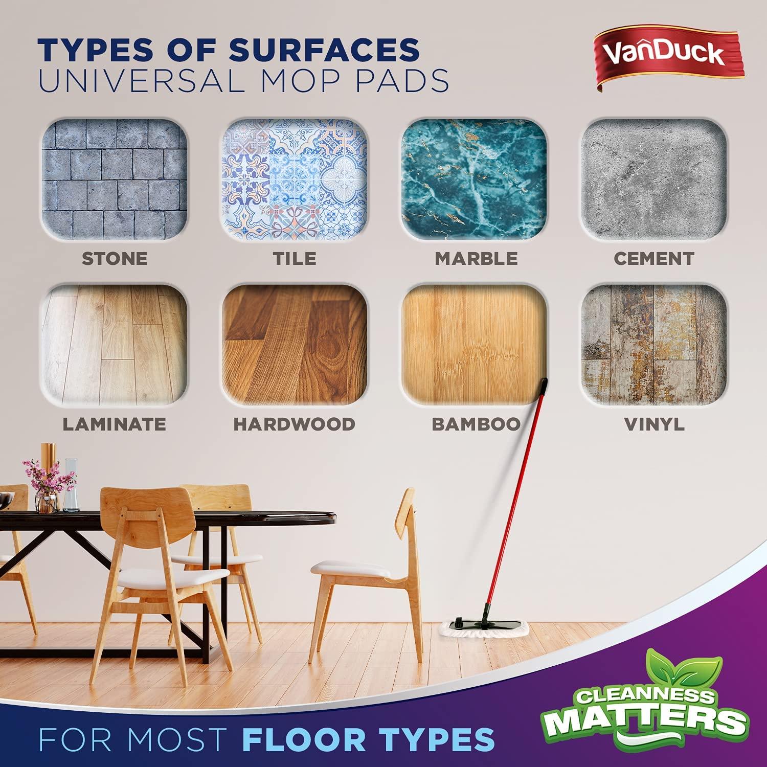 VanDuck 100 Cotton Terry Cloth Mop Pads 15x8 Inch 6Pack (Mop Is Not