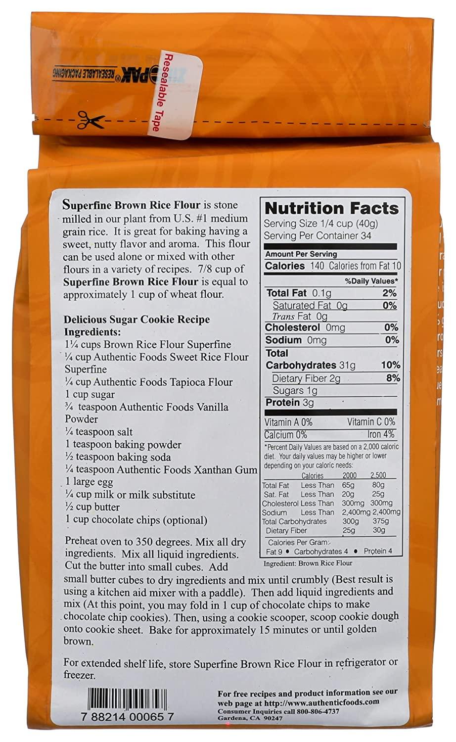 Authentic Foods Superfine Brown Rice Flour 3lb