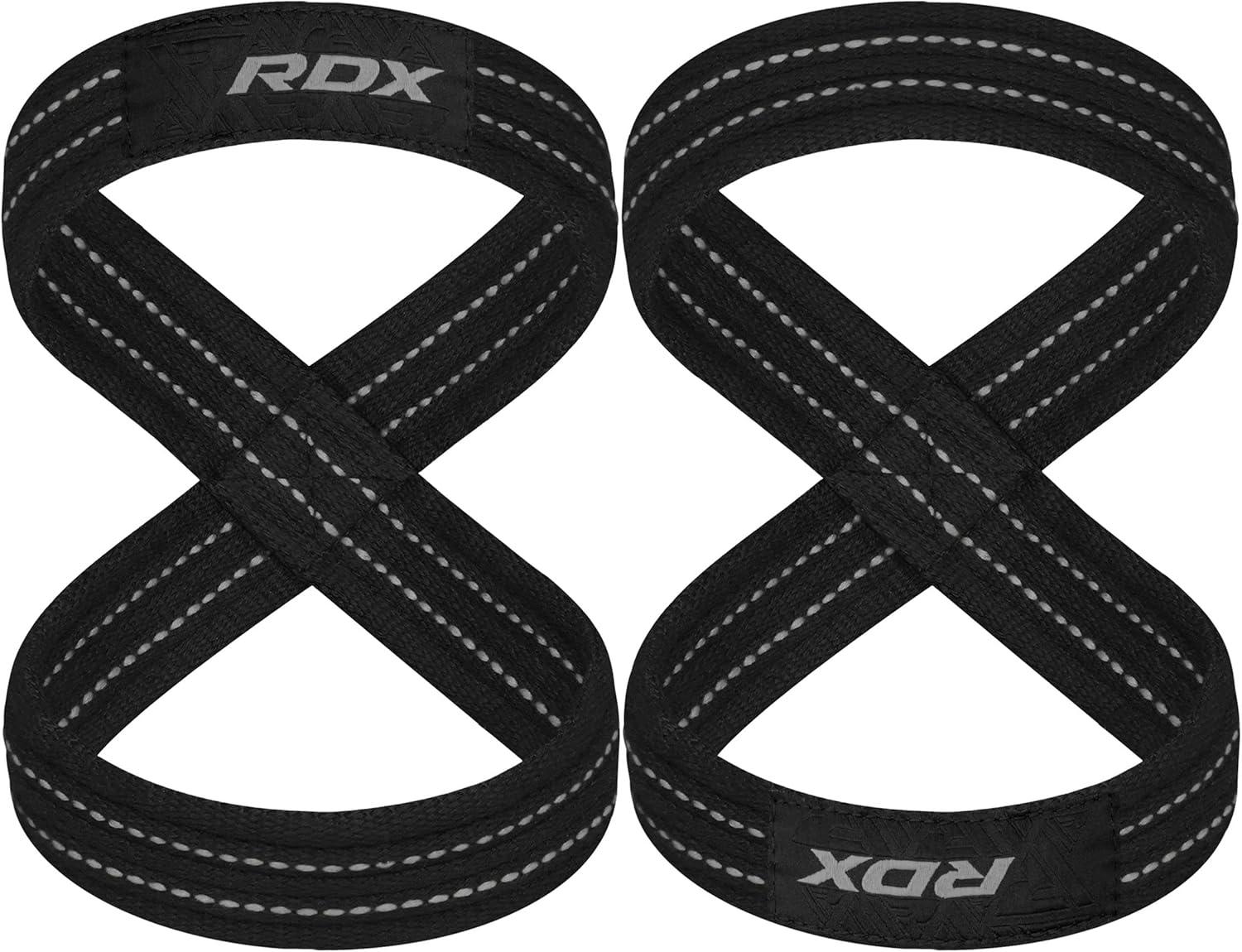RDX Gewichtheffen bandjes figuur 8, antislip riem met manchetten polsondersteuning voor gym workout deadlift powerlifting bodybuilding gewichtheffen, fitness krachttraining, handbar grip voor mannen