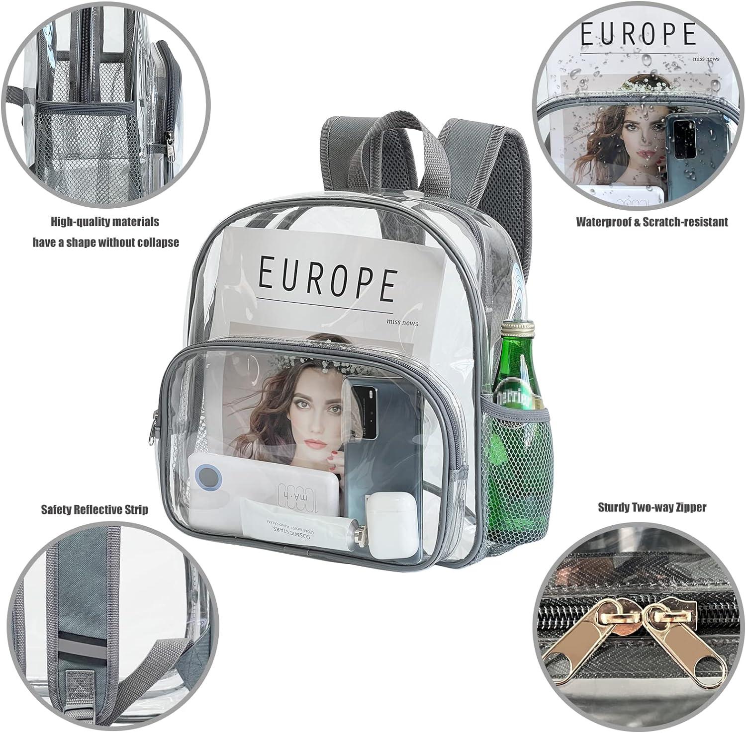 Small Clear Backpack Transparent PVC Security Security School Bag