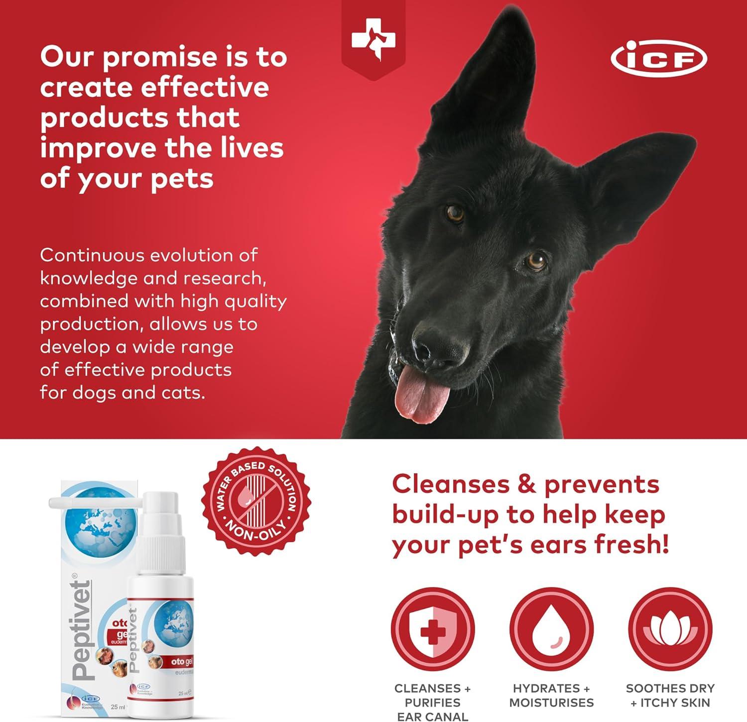 ICF Peptivet OTO Gel Ear Cleaner Gel for Dogs Cats