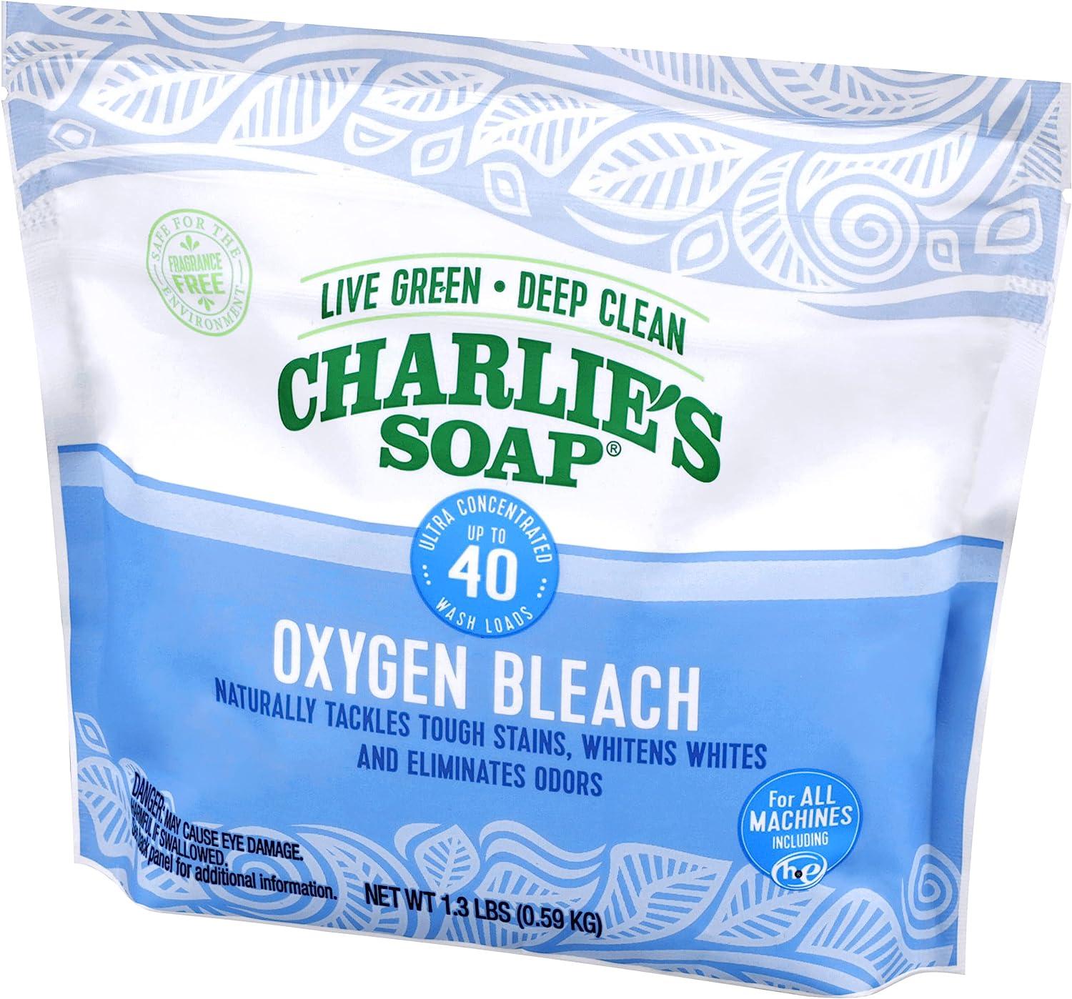 Charlie's Soap Oxygen Powered Bleach Powder, Color Bleach For Clothes