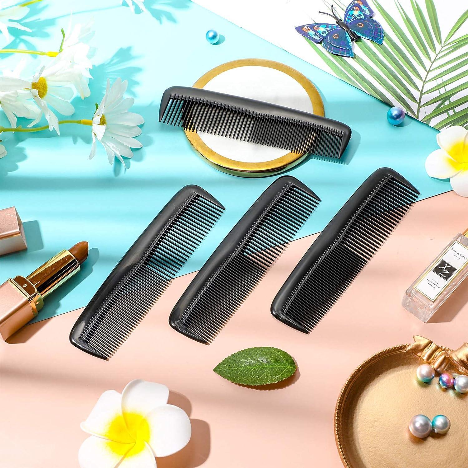 4-Piece Plastic Pocket Hair Combs Set - Fine and Standard Tooth Comb ...