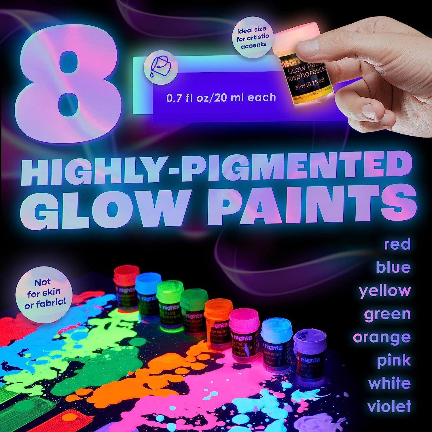 Neon Acrylic Paint Set - 8 Colors, Vibrant Finish - 2 oz, 8 Fl Oz (Pack of  8)