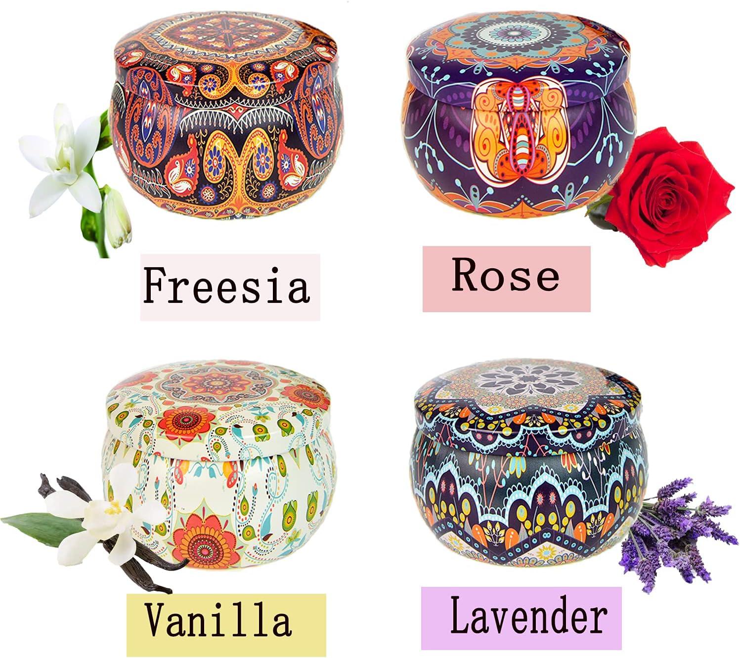 2-Pack Soy Candle Gift Set | Lavender Vanilla & Rose Scents In Portable Tin Jars