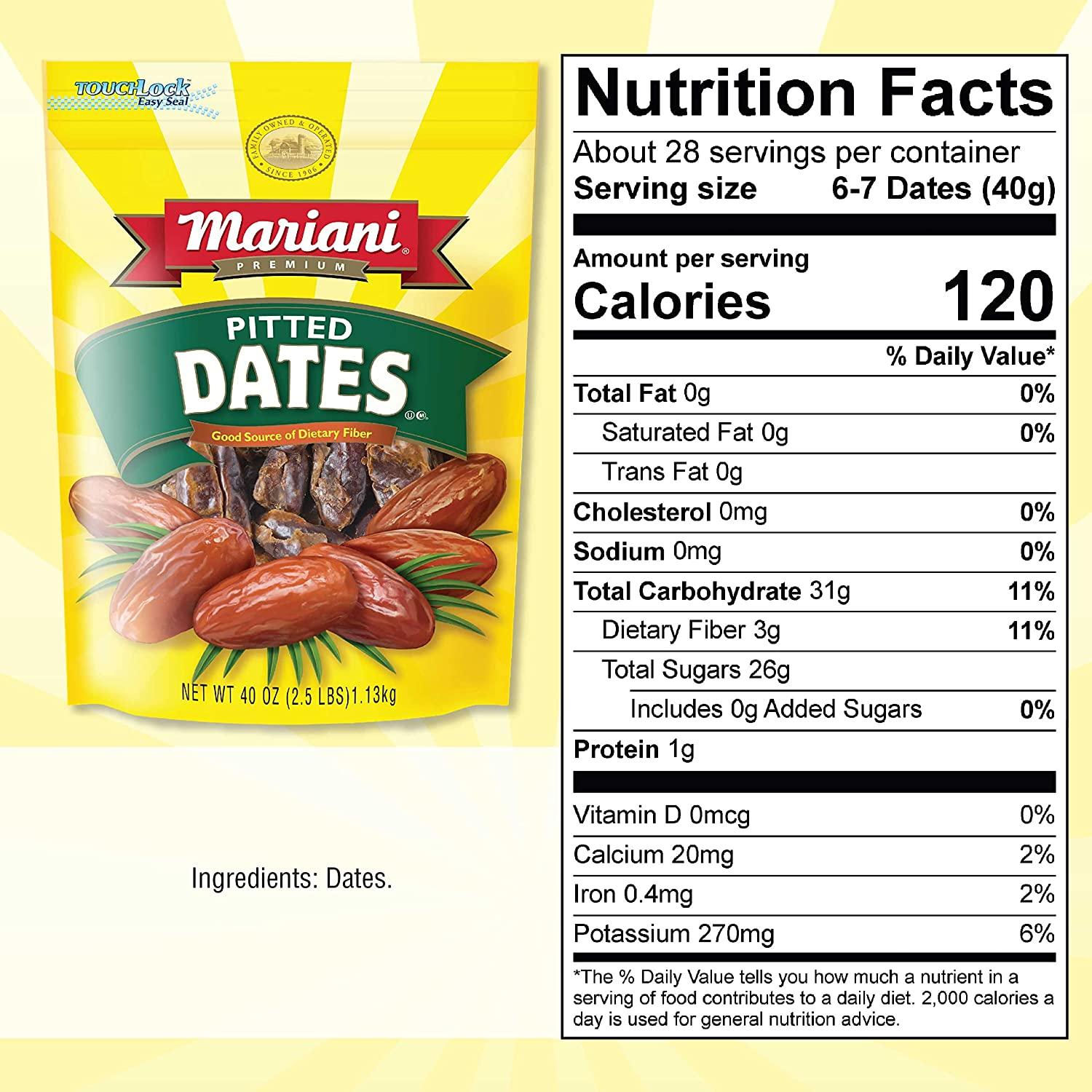 Mariani Pitted Dates 40 oz Premium Quality, 1 Pack