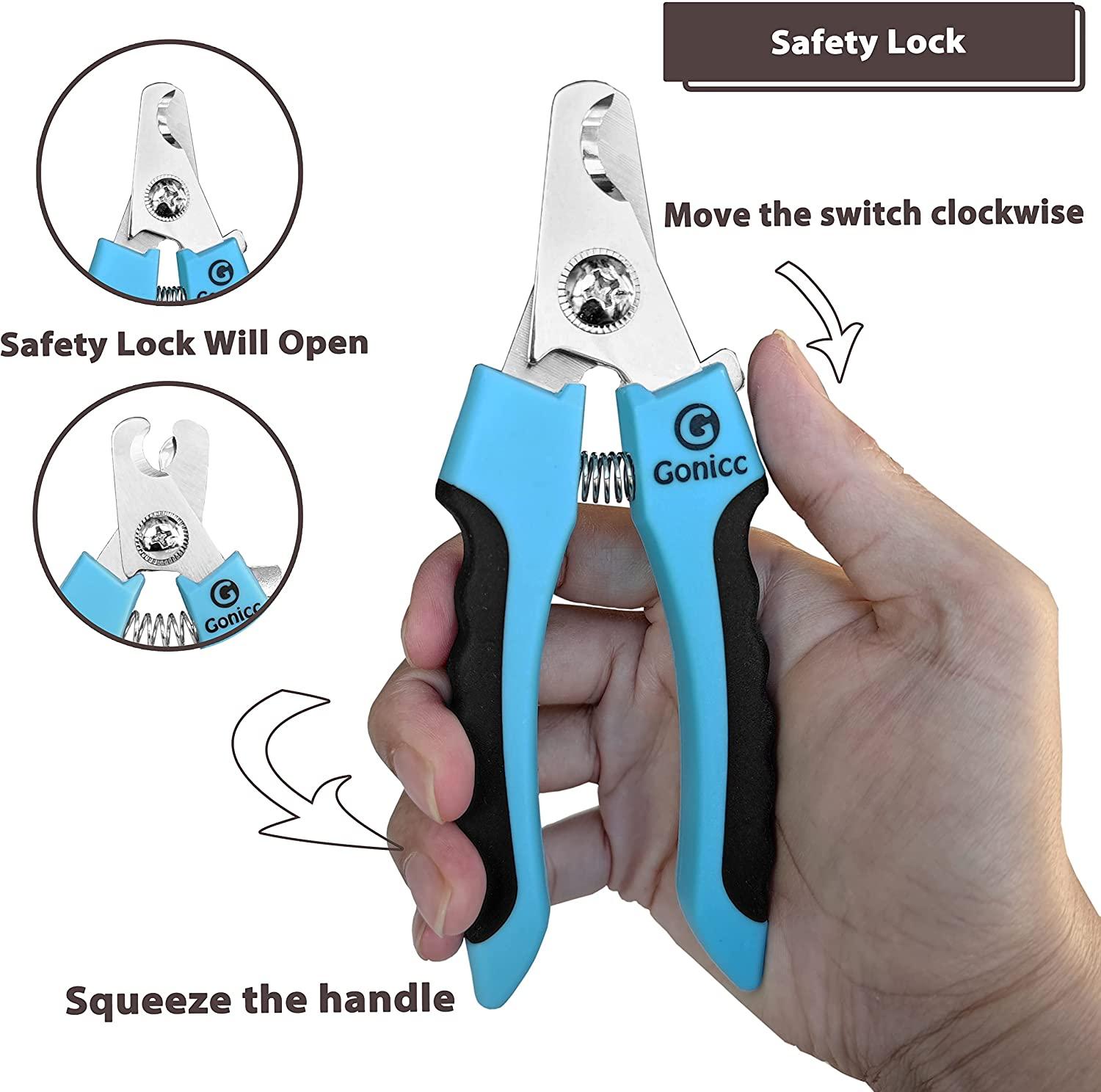 Gonicc Dog & Cat Nail Clippers with Safety Guard Small to Medium Breeds, Free Nail File