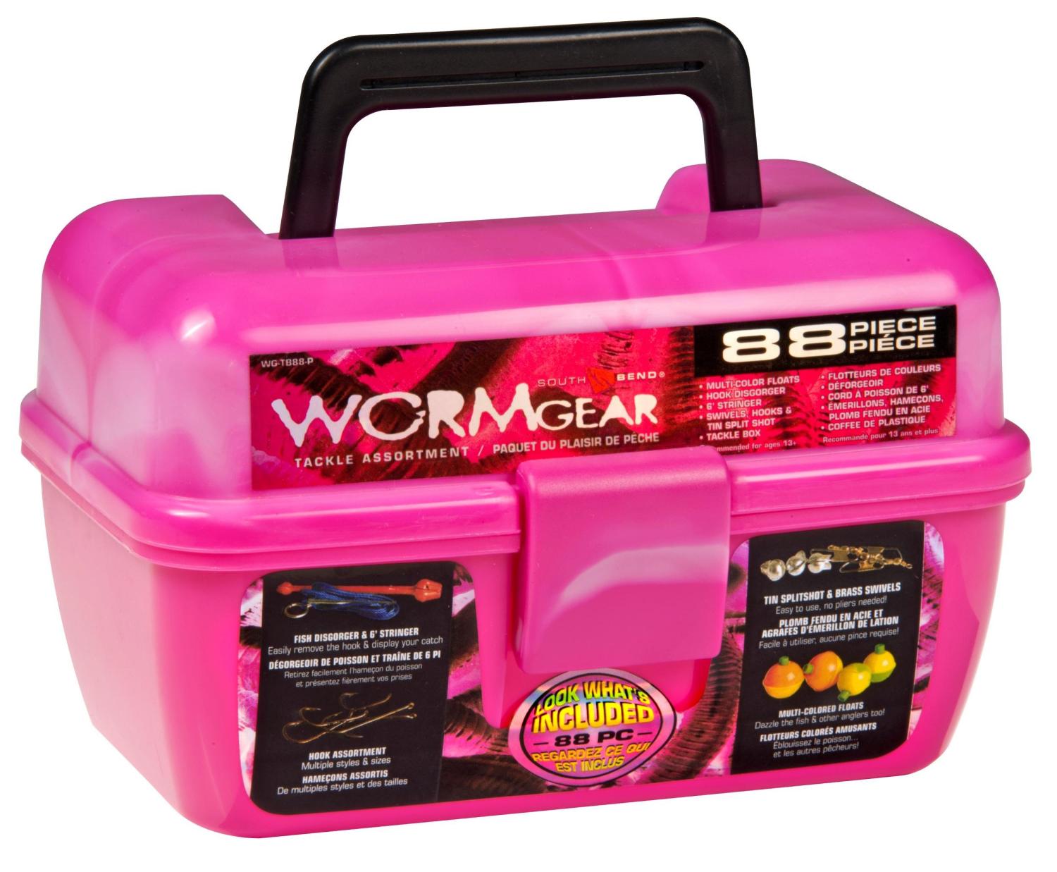 Worm Gear 88 Piece Loaded Tackle Box Pink